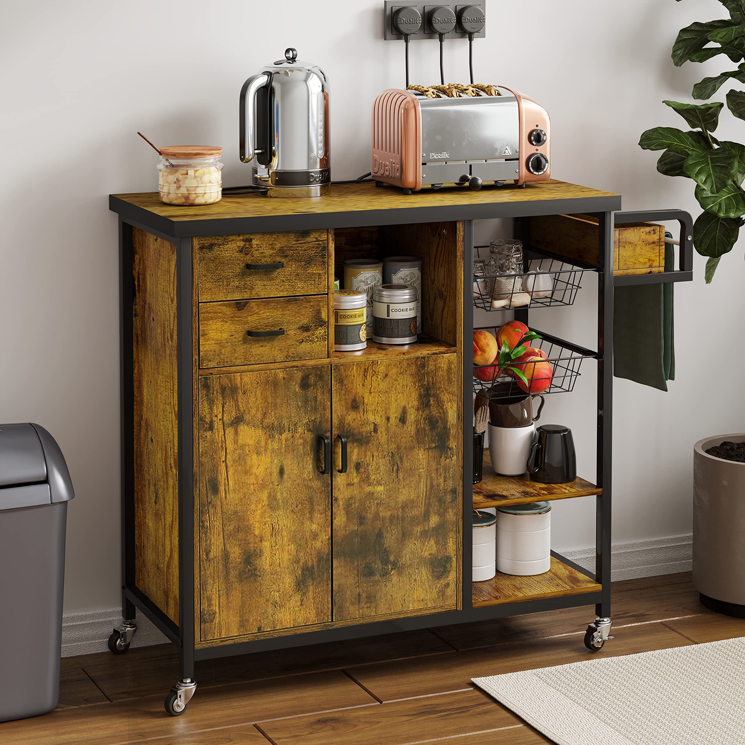 Hasuit Kitchen Island Cart on Wheels, Rolling Kitchen Island with