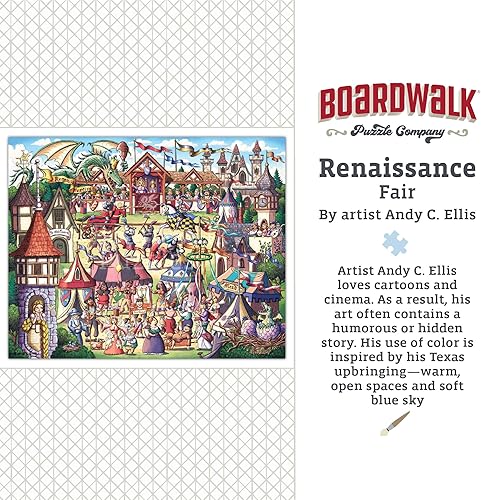 Miniatura 6 de Boardwalk Puzzles Renaissance Fair - Rompecabezas de 500 piezas para adultos, fabricado en Estados Unidos