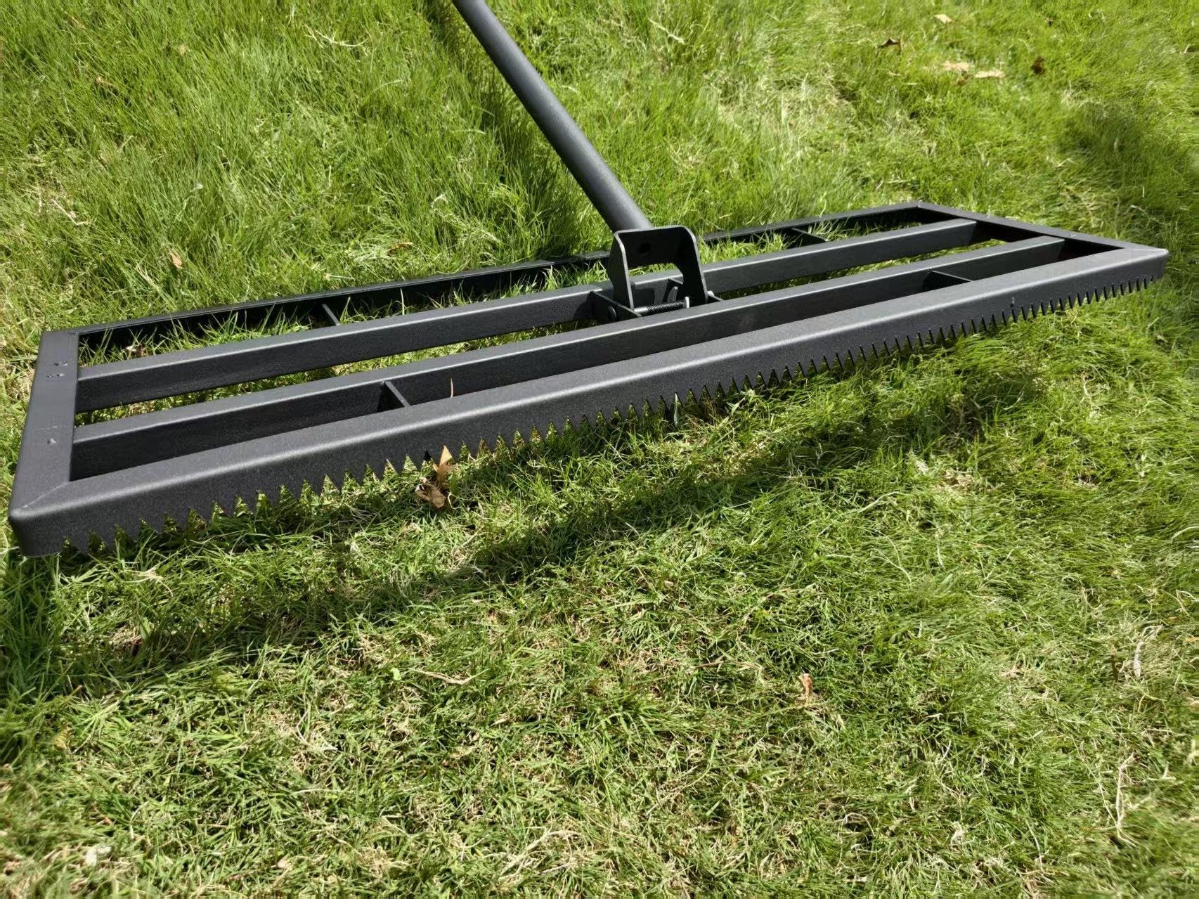 Rastrillo nivelador de césped con Dientes de Doble Cara, nivelador de Suelo for Granja, huerto y césped de Campo de Golf, 75x25cm
