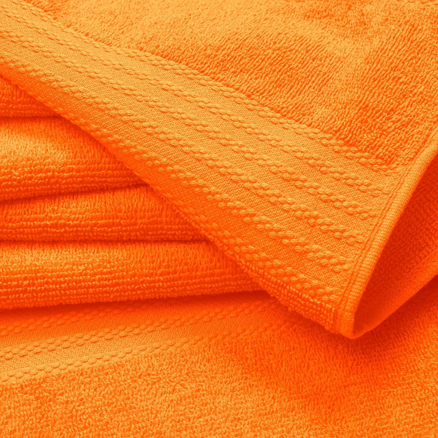 GLAMBURG Ultra Soft 8-Piece Towel Set - 100% Pure Ringspun Cotton, Contains 2 Oversized Bath Towels 27x54, 2 Hand Towels 16x28, 4 Wash Cloths 13x13 - Ideal for Everyday use, Hotel & Spa - Orange