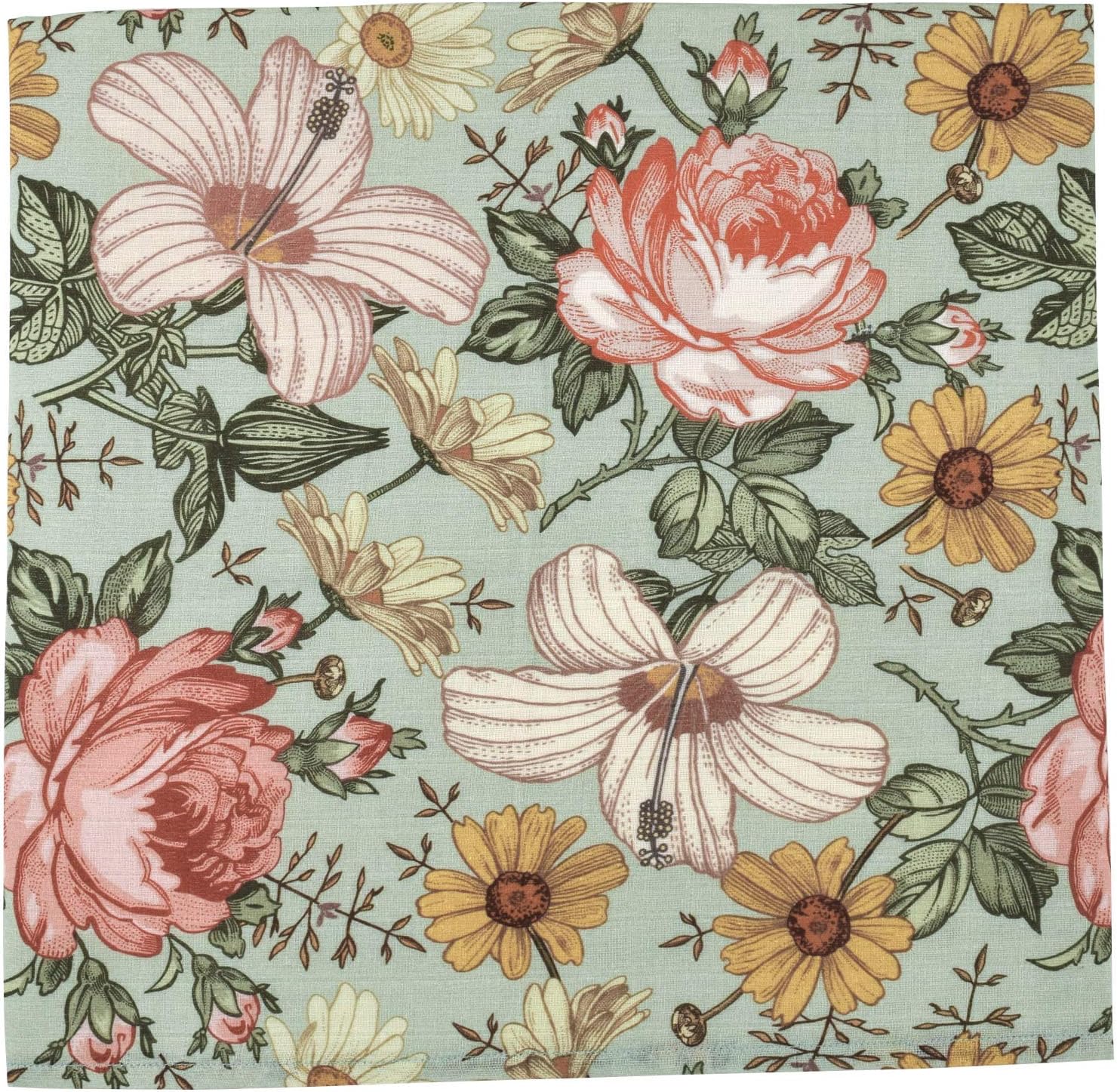 Fitted Crib Sheet (Standard Size) - Garden Floral (Sea Foam) Design, Woven 100% Cotton for Baby Girl Infant, Toddler Nursery Bedding and Bassinet Mattress Cover Inspiration by Mini Wander : Baby