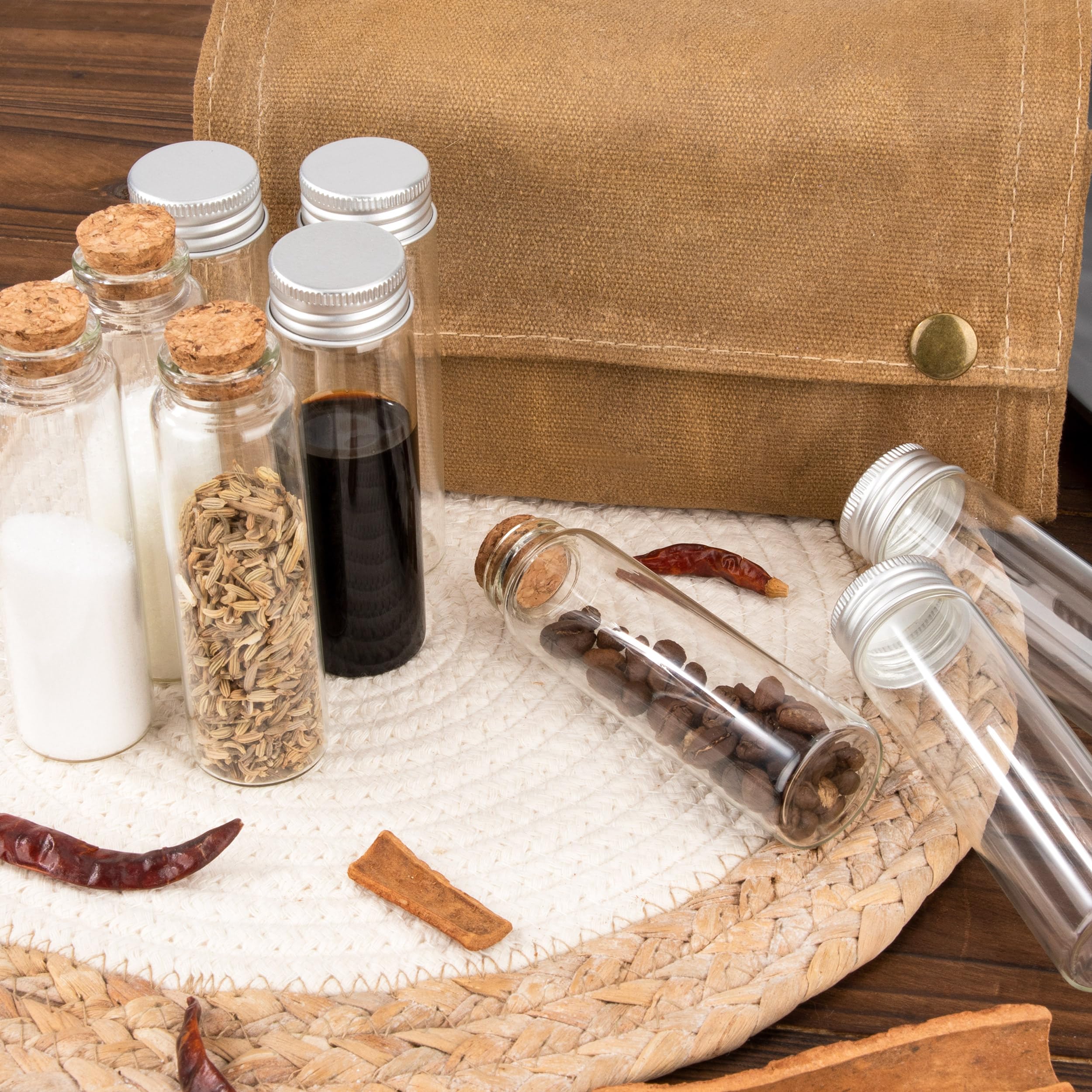 Camping-Gewürz-Set mit 9 Gewürzgläsern Tragbare Gewürztasche aus Segeltuch Gewürz Aufbewahrungstasche Gewürzbehälter-Set für Outdoor Picknick Grillen Khaki