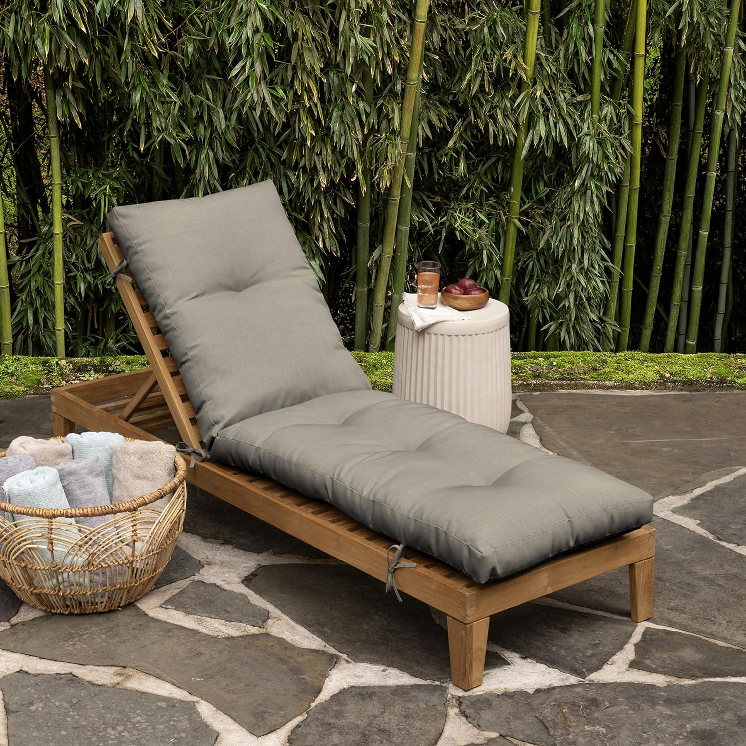 arden earthfiber outdoor tufted chaise cushion, 22 x 76, rain-proof, fade resistant, cushion for chaise lounger sandbar taupe texture