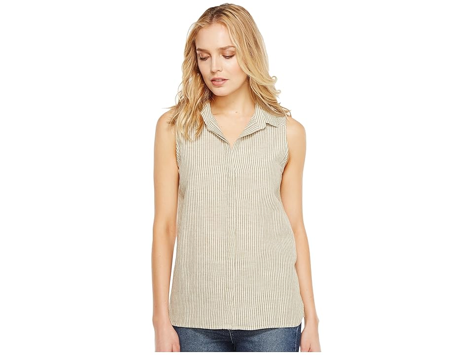 

NYDJ Linen Yarn-Dye Top (Natural/Aloe Vera Stripe) Women's Clothing