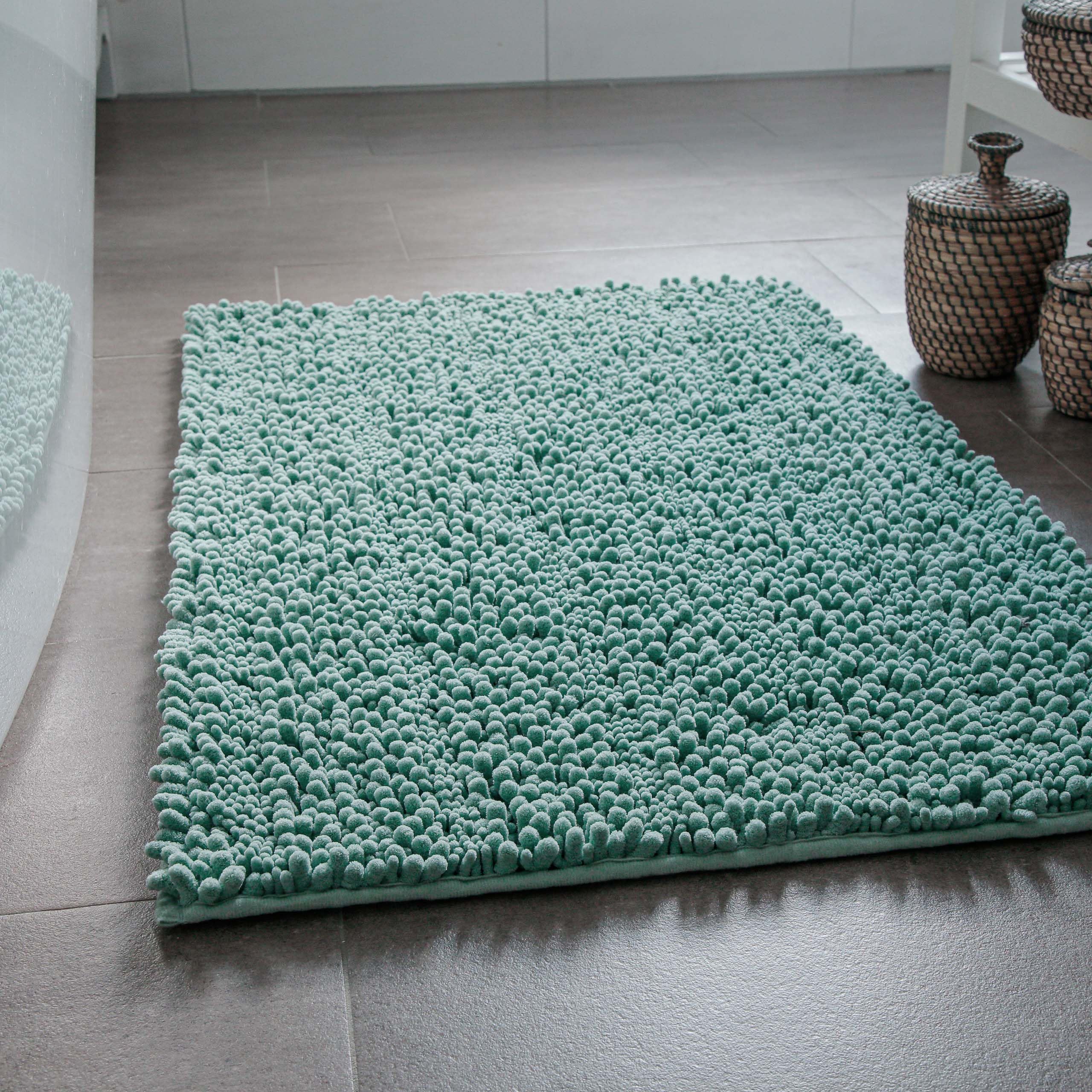 Wecon Home Basics Benno weicher Hochflor Chenille Badteppich, rutschfest, maschinenwaschbar, warm & gemutlich (80x150 cm
