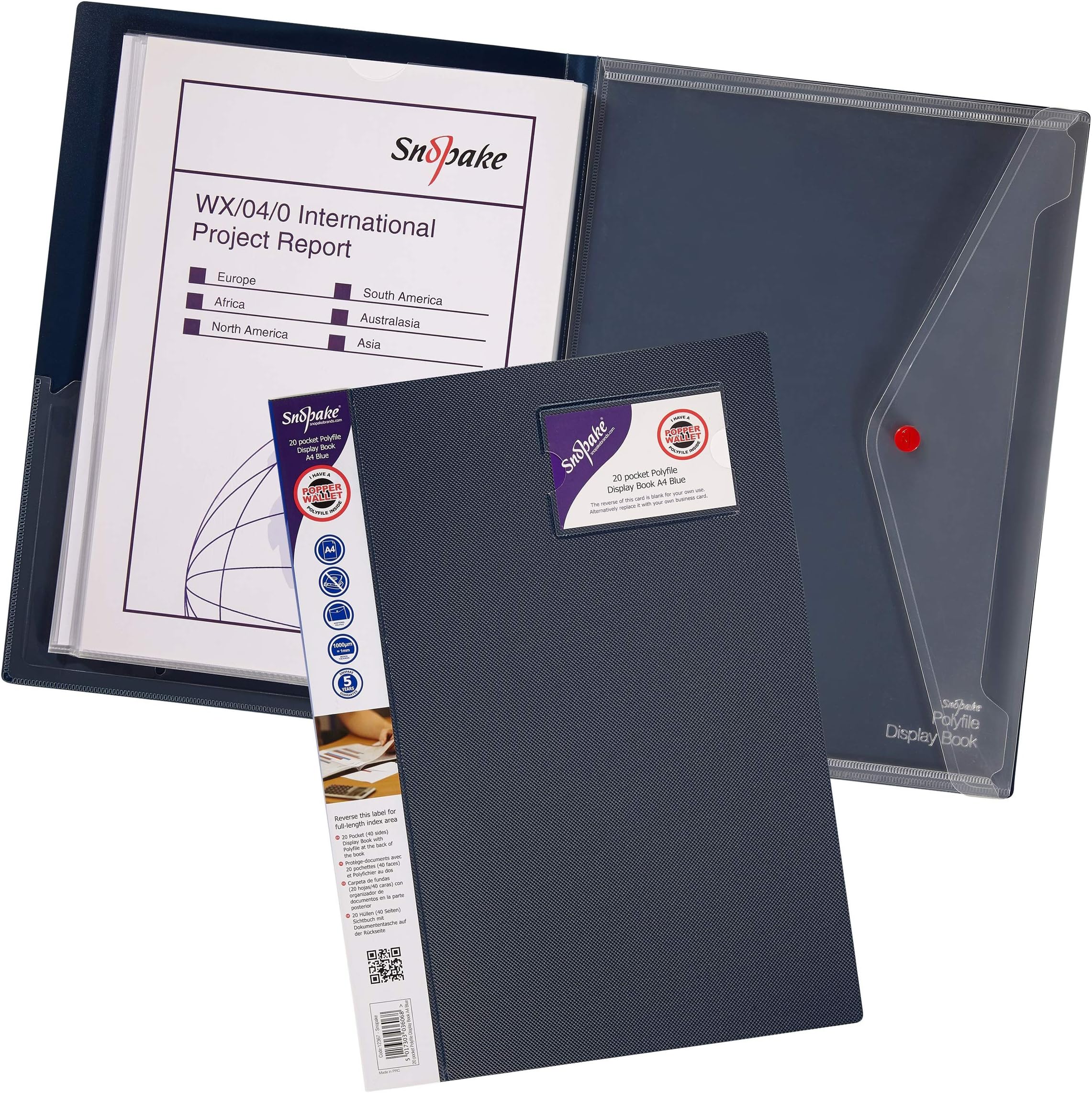 Snopake A4 Polyfile Display Book 20 Pockets – Blue [Pack of 1] Ref ...