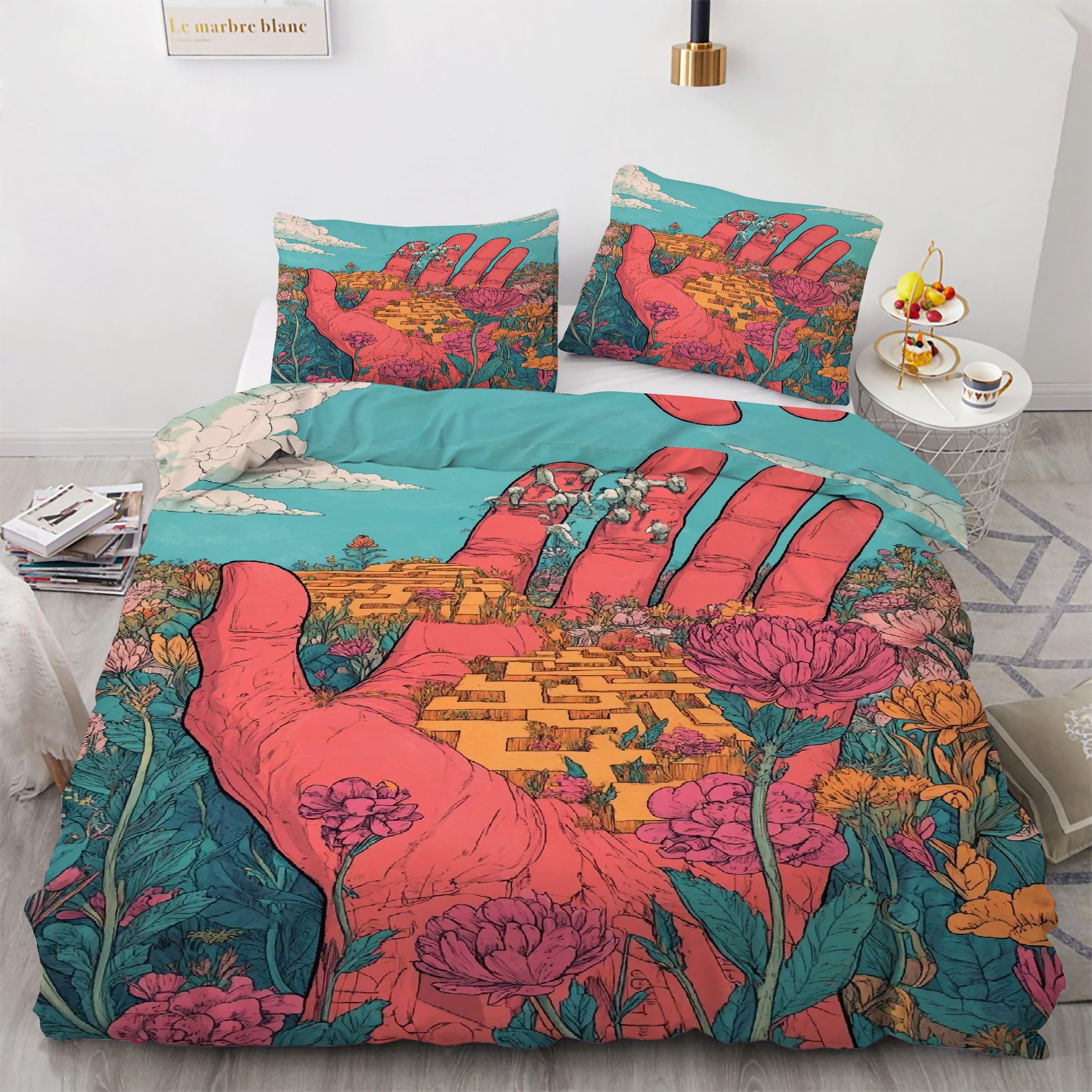 Housse de Couette 240x260 Art Abstrait en Microfibre Douce de Qualité