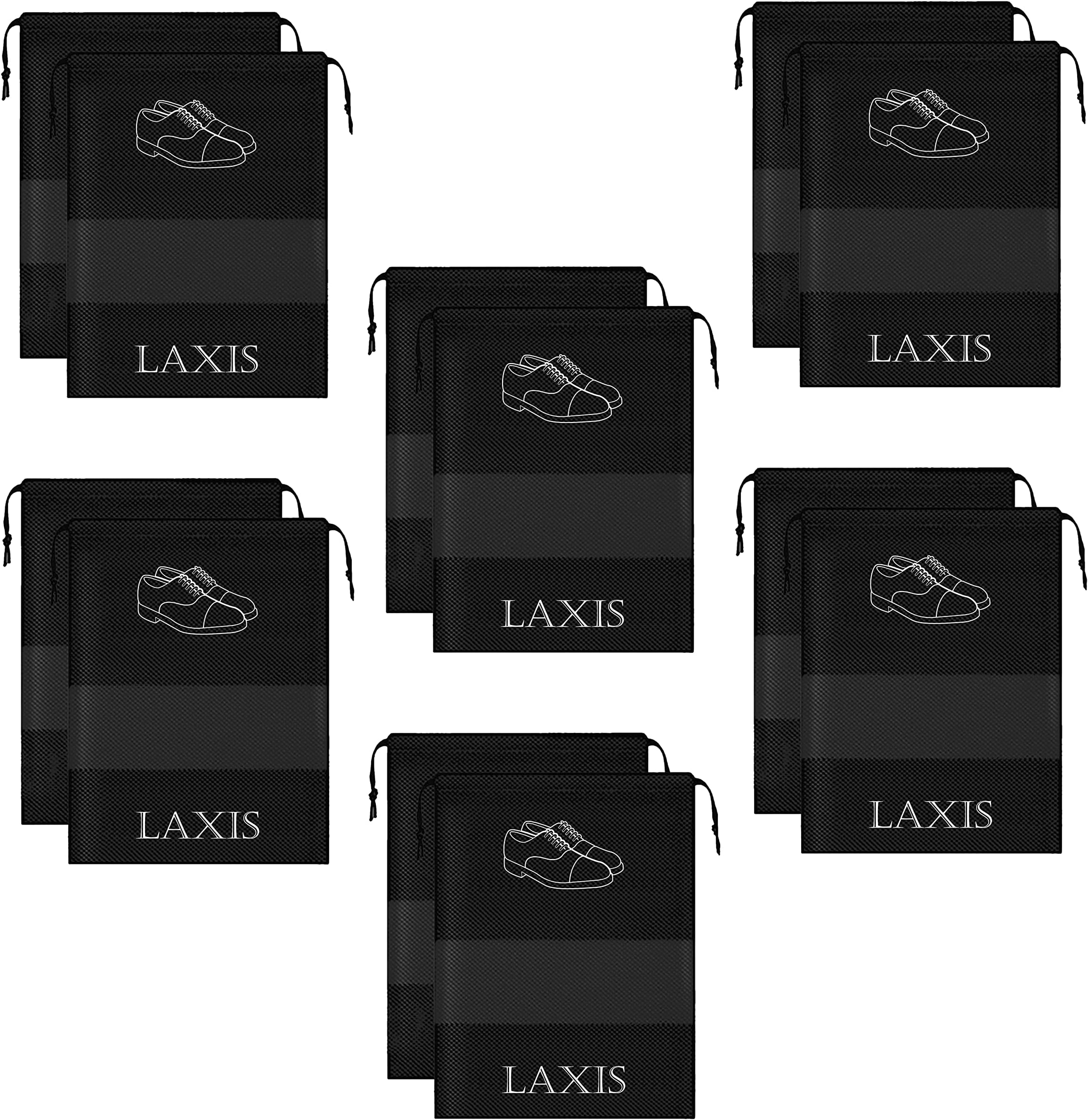 LAXISShoe Bag for Travel & Storage Organizer for Women & Men | Travel Accessories Shoe Bags Pouches | Travel Shoe Cover for Travelling Travel Essentials (Black, Pack of 12)