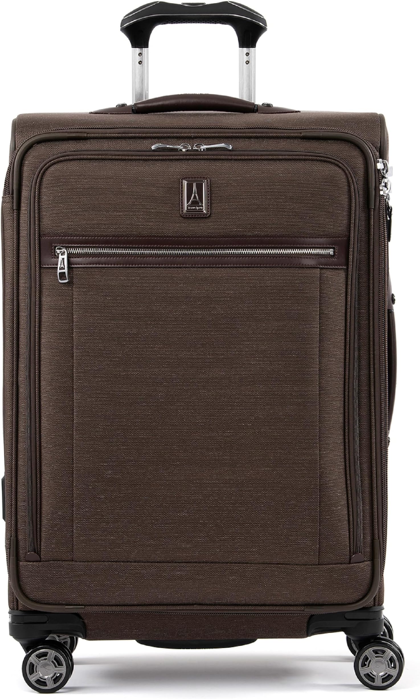 Platinum Elite Softside Expandable Checked Luggage, 8 Wheel Spinner Suitcase, TSA Lock, Men and Women, Rich Espresso Brown, Checked Medium 25-Inch