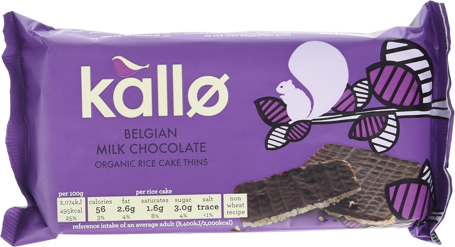 Kallo Belgian Milk Chocolate Organic Rice Cake Thins, 90g Amazon.co