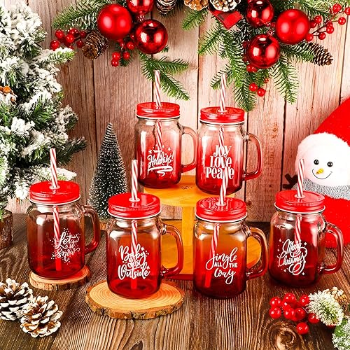 Miniatura 3 de Sliner Vaso de Navidad con asa, taza de batido de 16 onzas con tapa y pajita, reutilizable, regalo de Navidad, vaso de boca grande decorativa para