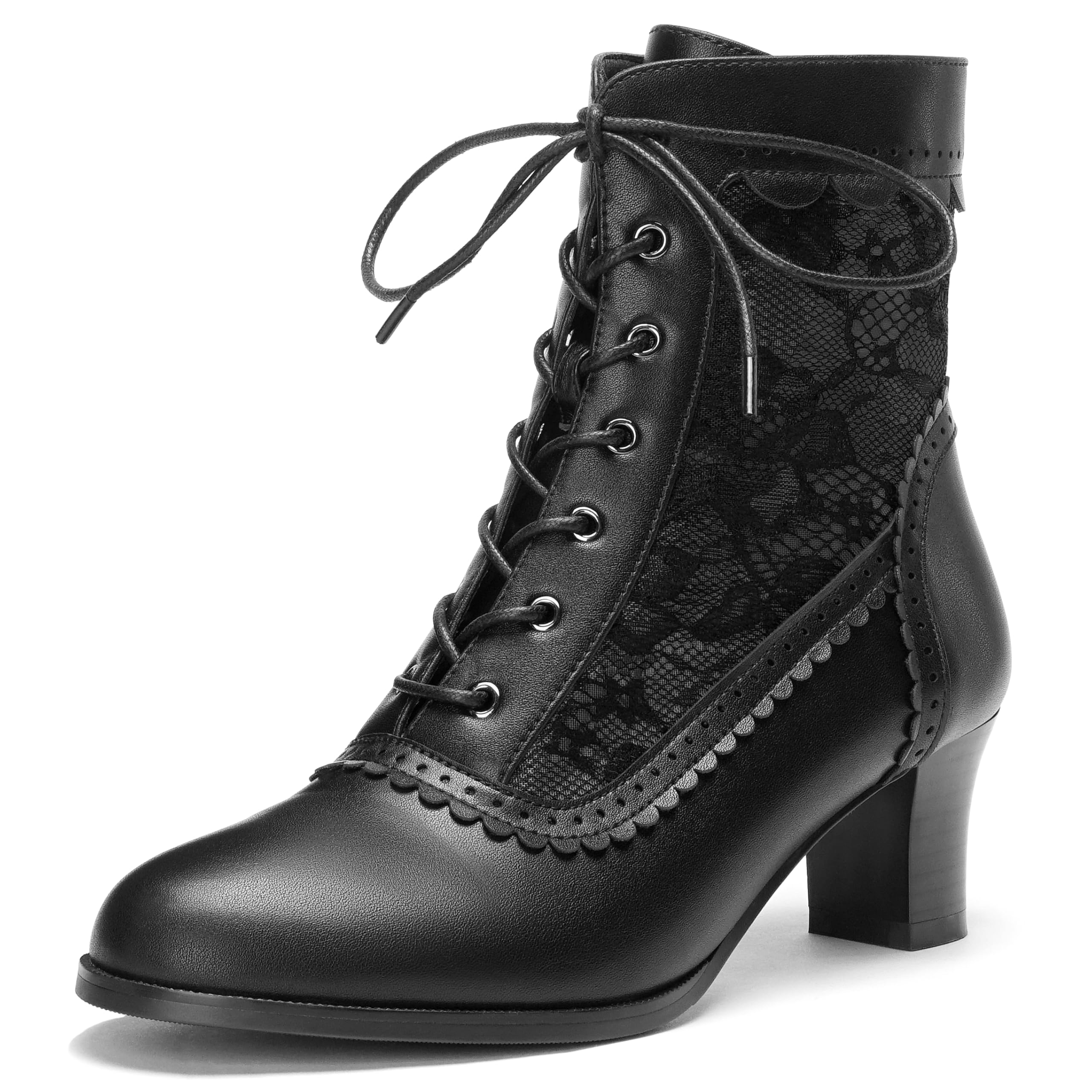 voviggiw Women Victorian Boots Lace up Ankle Boots Witch Costume Booties Side Zipper-picture-54