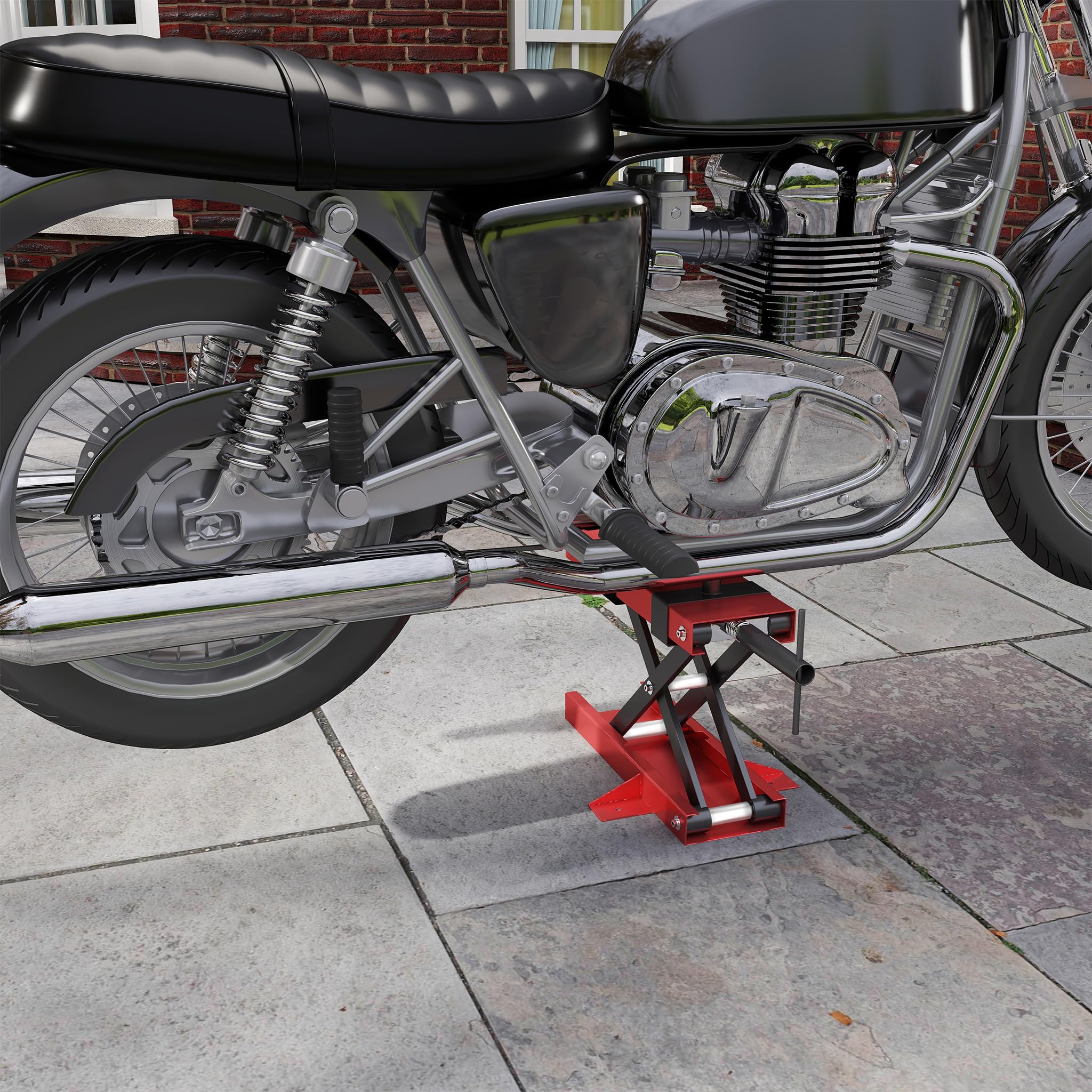 XMTECH Podnośnik do motocykli, 500 kg, podnośnik nożycowy z regulacją wysokości 95-350 mm, podnośnik motocyklowy i stojak do naprawy i konserwacji, wytrzymały i stabilny