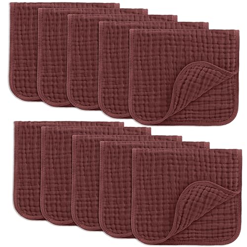 Miniatura 61 de Comfy Cubs - Juego de paños de muselina para eructos de 20 x 10 pulgadas, paquete de 10, tamaño grande, 6 capas, 100% algodón, absorbentes, seguros