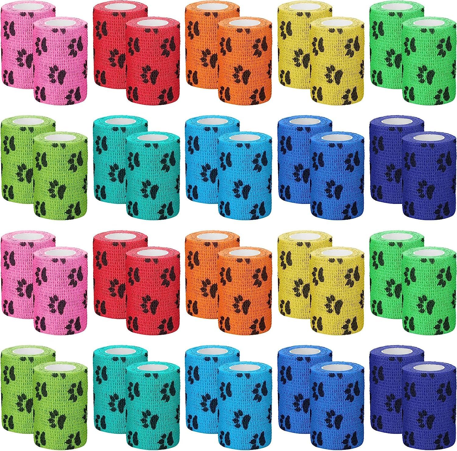 40 Pezzi Benda Autoadesiva Nastro Non Tessuto Bende Coesive Elastiche Cura delle Ferite per Cani Animali Domestici Gatti Distorsioni della Caviglia degli Animali Gonfiore