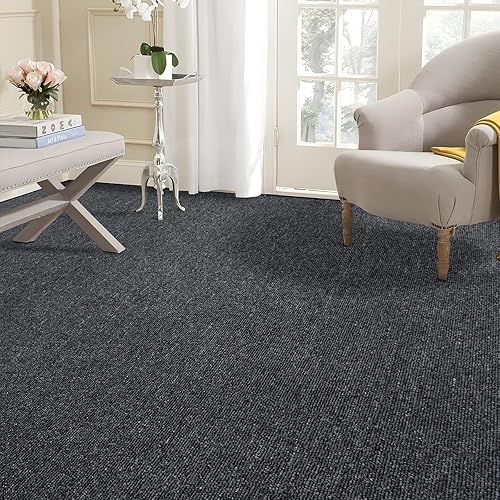 Alfombra cuadrada de 24 azulejos64 pies cuadrados, azulejos de alfombra, altura del pelo de 0.24 pulgadas, azulejos de alfombra comercial, acolchado