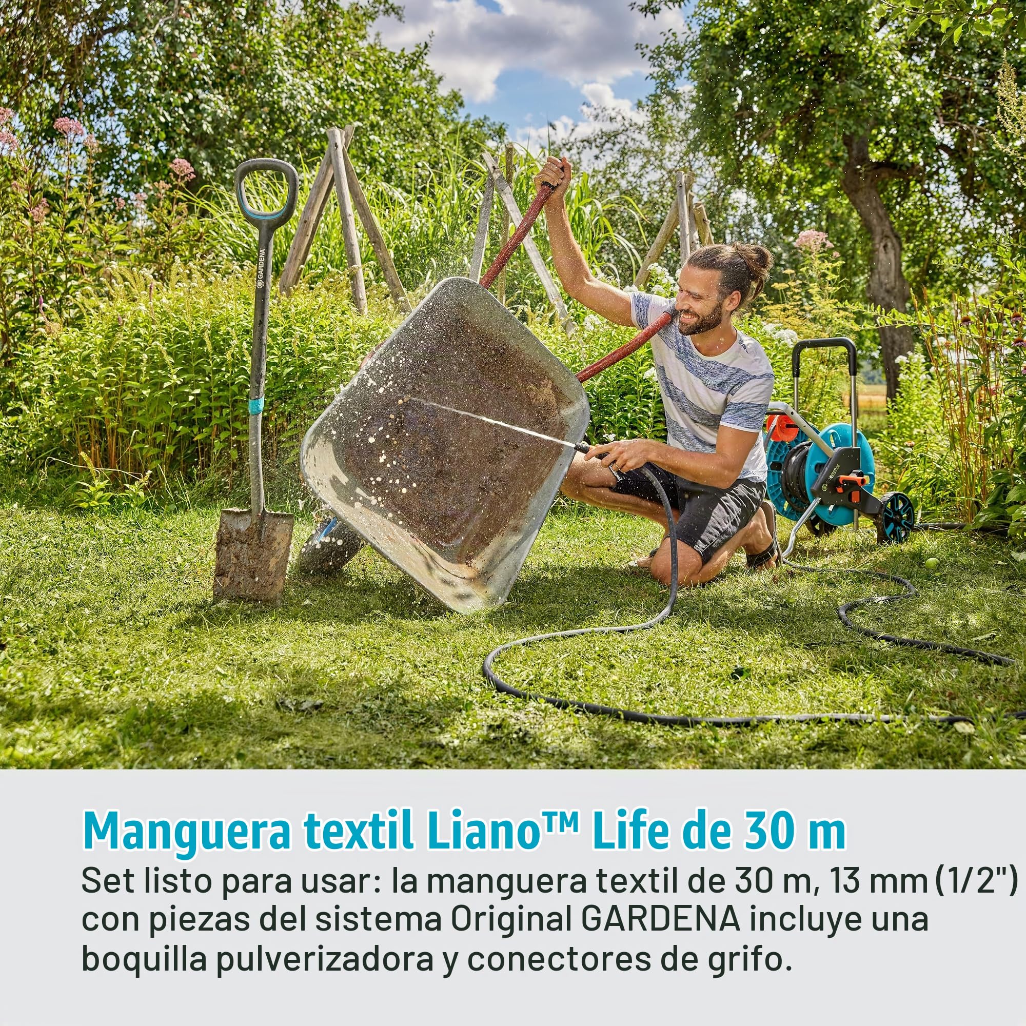Gardena manguera textil Liano Life 1/2 pulgadas, 30m: Manguera de jardín de tejido textil muy flexible, con manguera interna de PVC, sin dobleces, ligera, resistente a la climatología (18457-20)