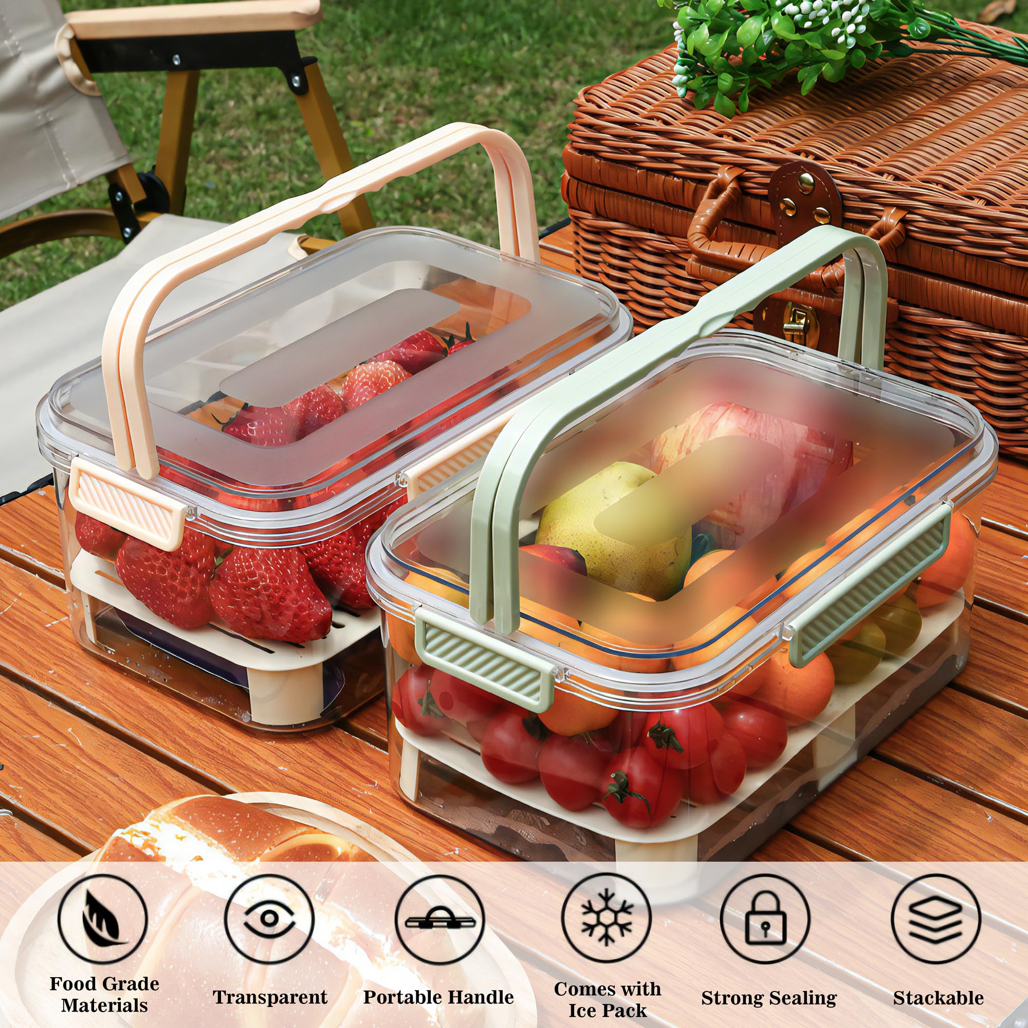 Outdoor Kühlbox Mit Eisakku - Transparente Snack Box Für Picknick & Camping