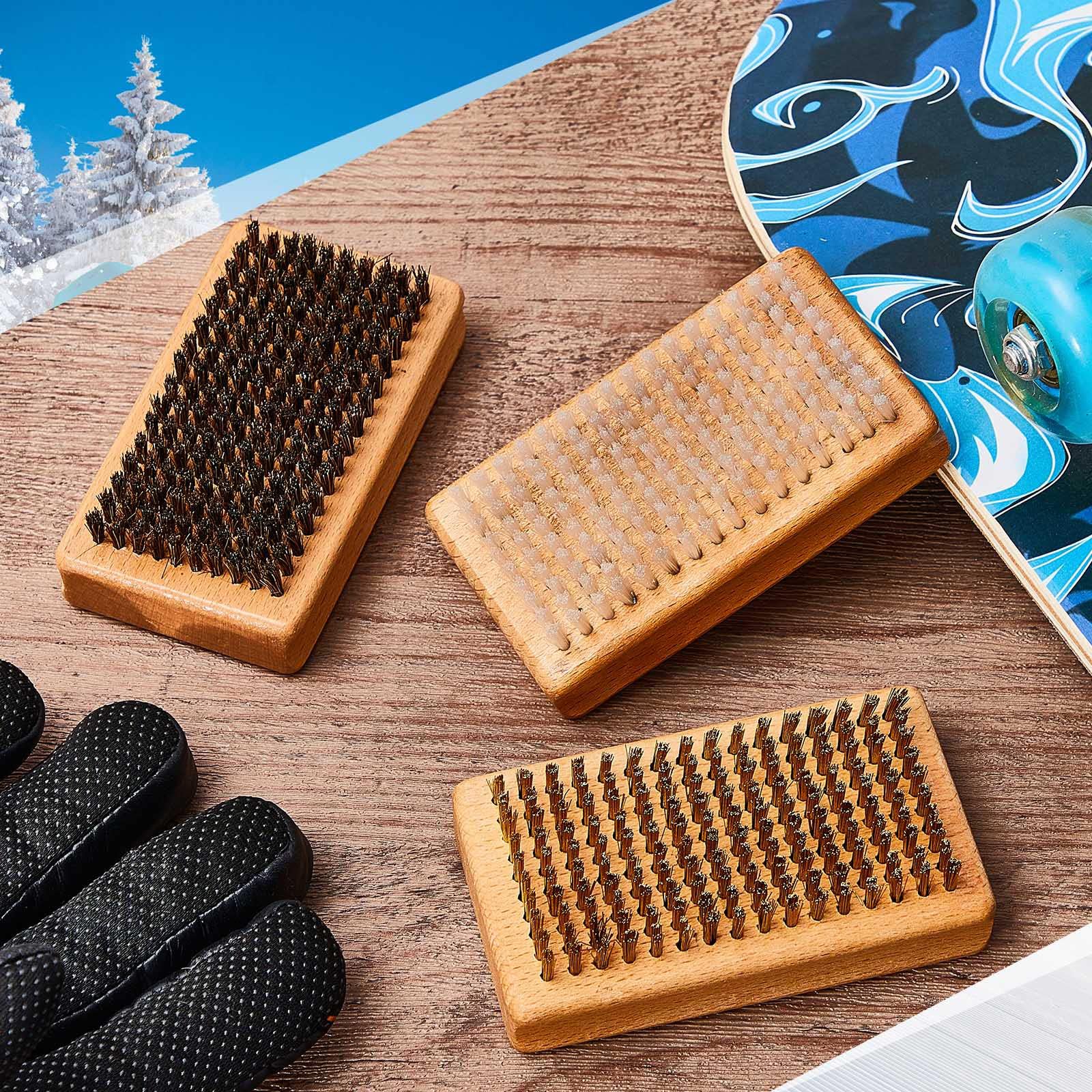 Kit 3 Brosses à Cire Ski Snowboard KOZR - Brosse Laiton Nylon Crin De Cheval