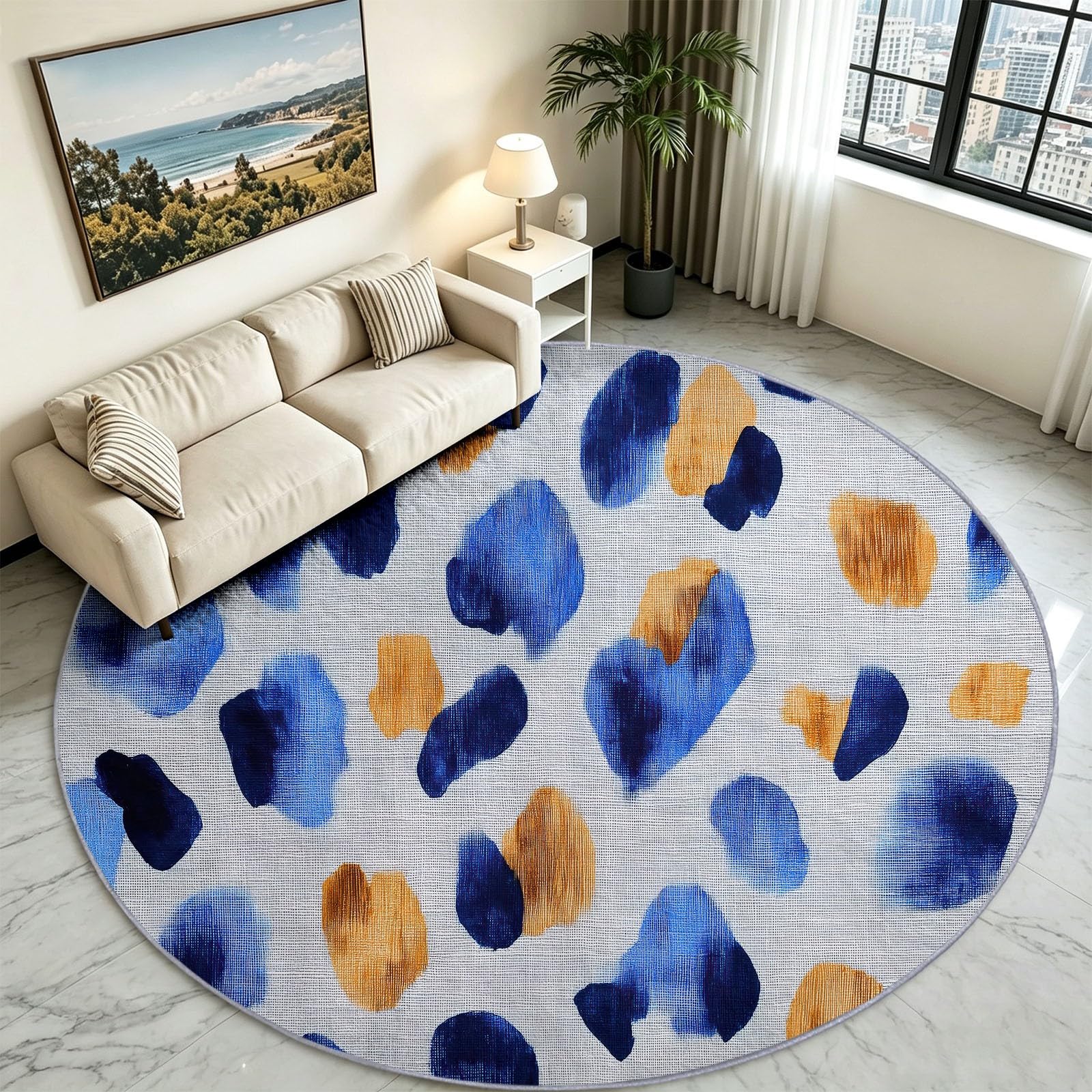 Generisch Tappeto rotondo, 160 cm, moderno, motivo leopardato, con macchie di animali, per cameretta dei bambini, camera da letto, sala da pranzo, cucina, ufficio, lavabile, antiscivolo, morbido e