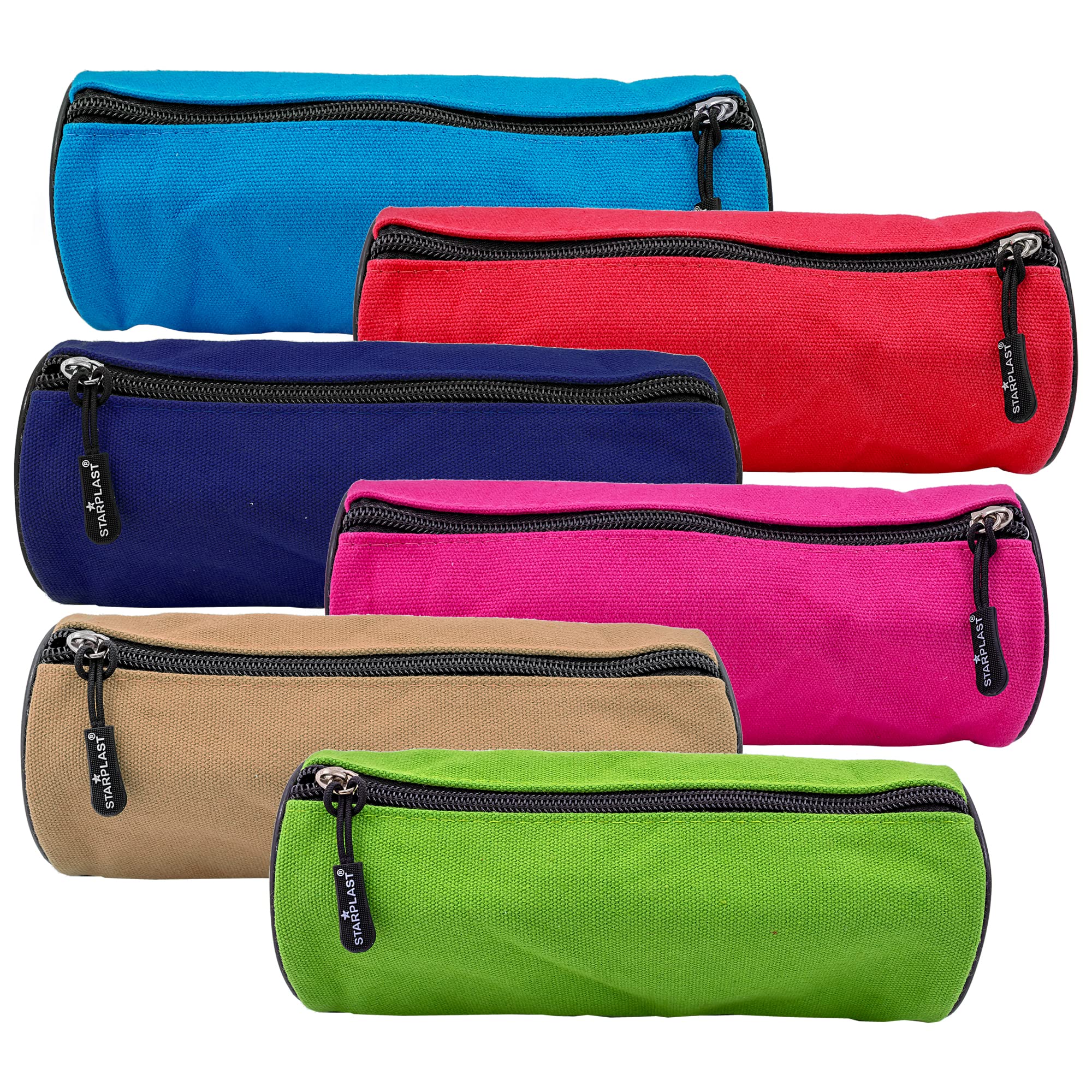 Starplast - Astuccio scolastico con 1 cerniera, grande capacità, con manico, chiusura a cerniera, in tessuto resistente, per uso scolastico o in ufficio, colore: arancione pastello