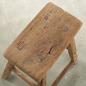 Artissance Rectangular Rustic Vintage Stool, Weathered
