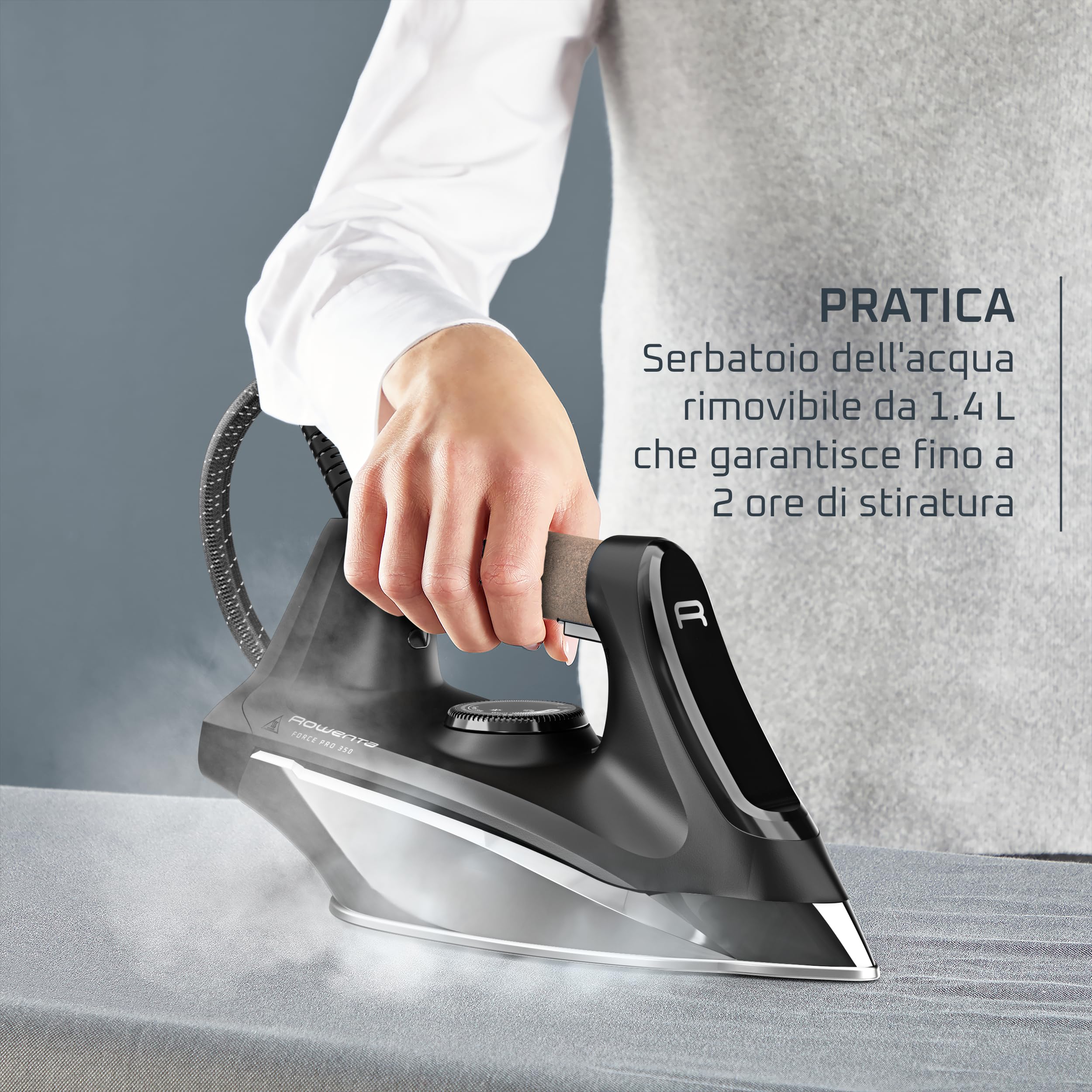 Rowenta Force Pro 350 Ferro con Generatore di Vapore, Stiratura Rapida ed Efficiente, 2400W, Erogazione di Vapore a 120 g/min, 6.5 bar, VR7442F0