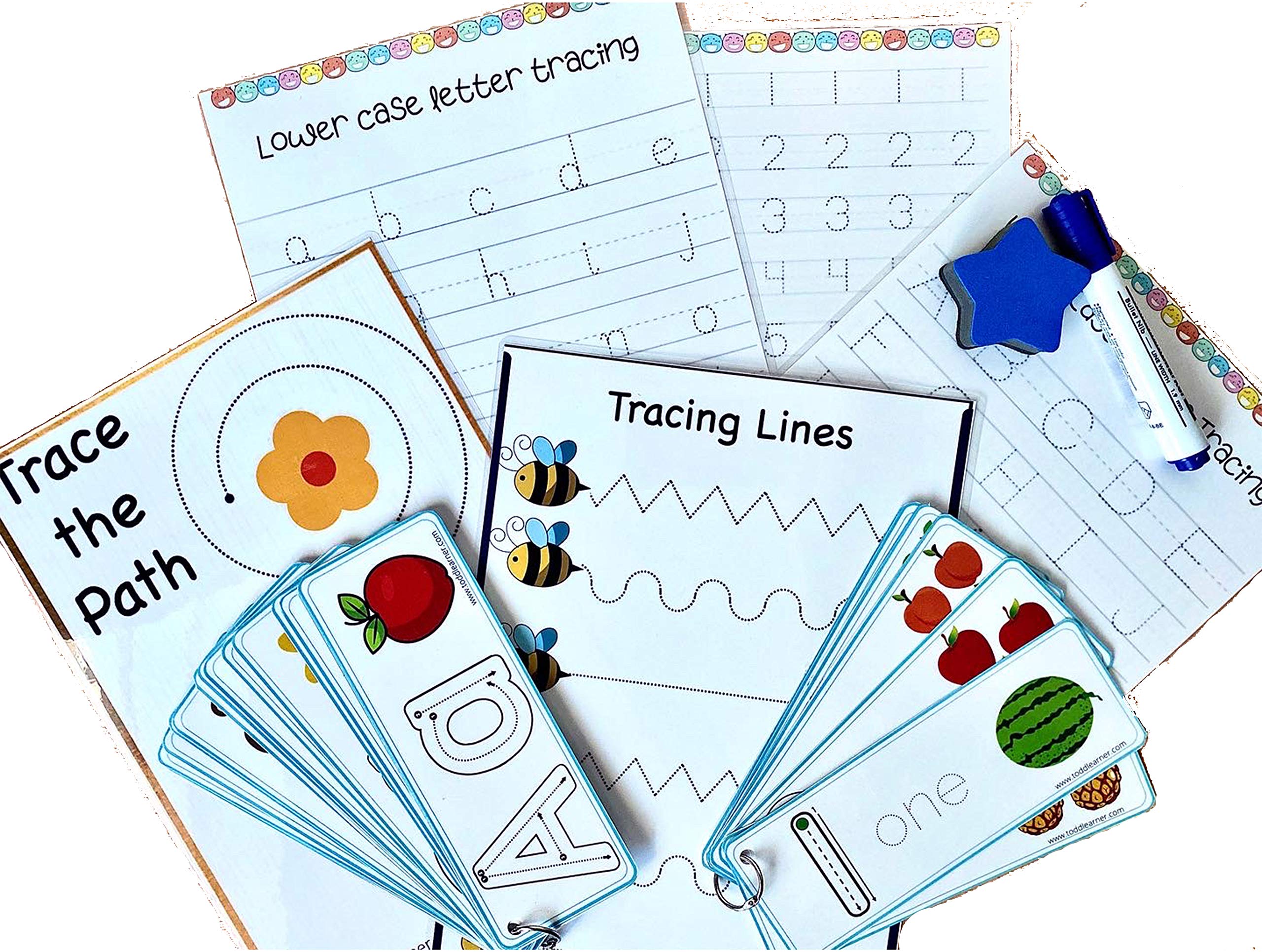 Reusable English Letters ABC and Numbers Writing Practice Tracing Bundle for 3-4 years old preschoolers and kids