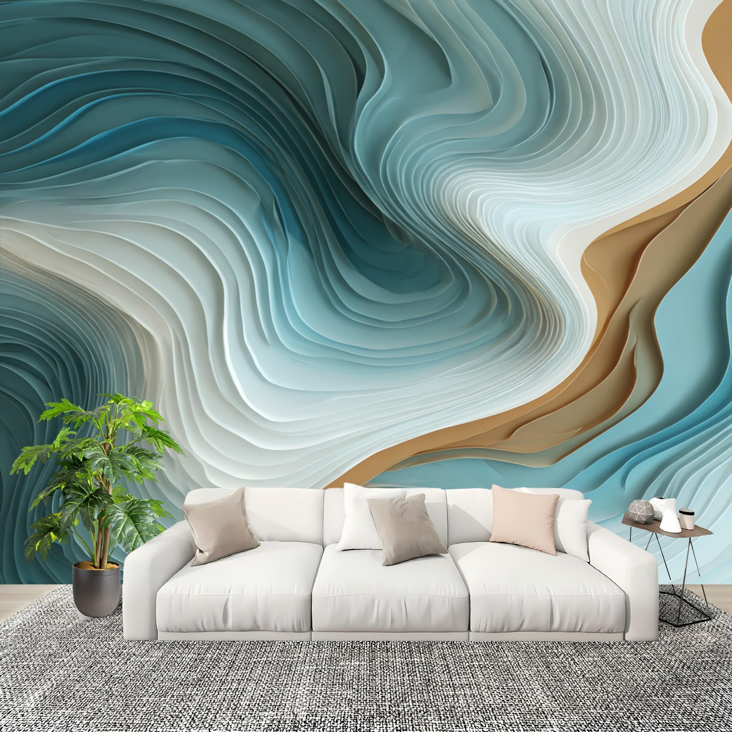 Panoramiczna tapeta 3D abstrakcja 3d płyn falista tapeta flizelinowa fototapeta do salonu dziecięcego dekoracja sypialni zielony spersonalizowany nowoczesny plakat ścienny 250x175cm