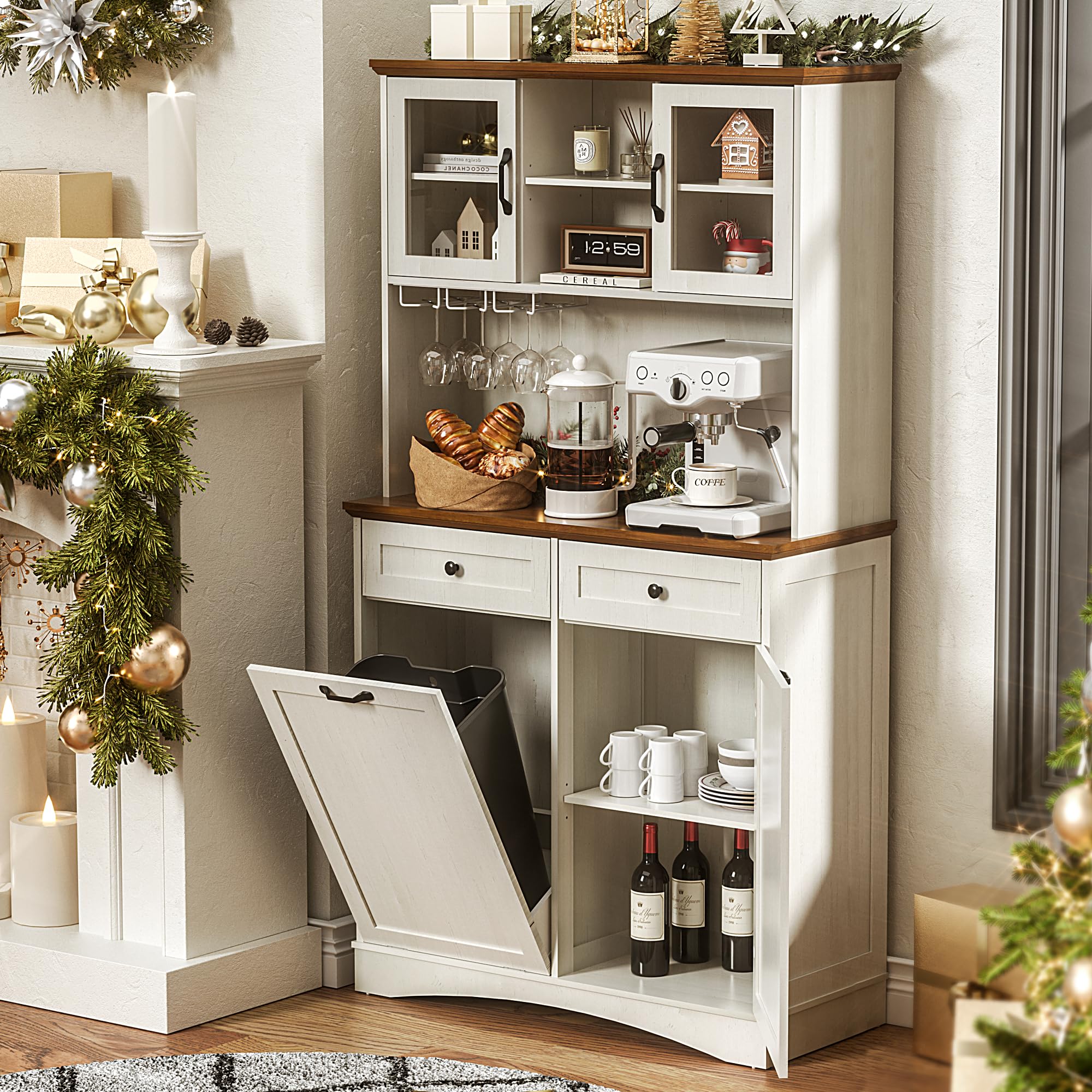 Amazon.com: OUTGUAVA Tilt Out Trash Cabinet, Kitchen Pantry