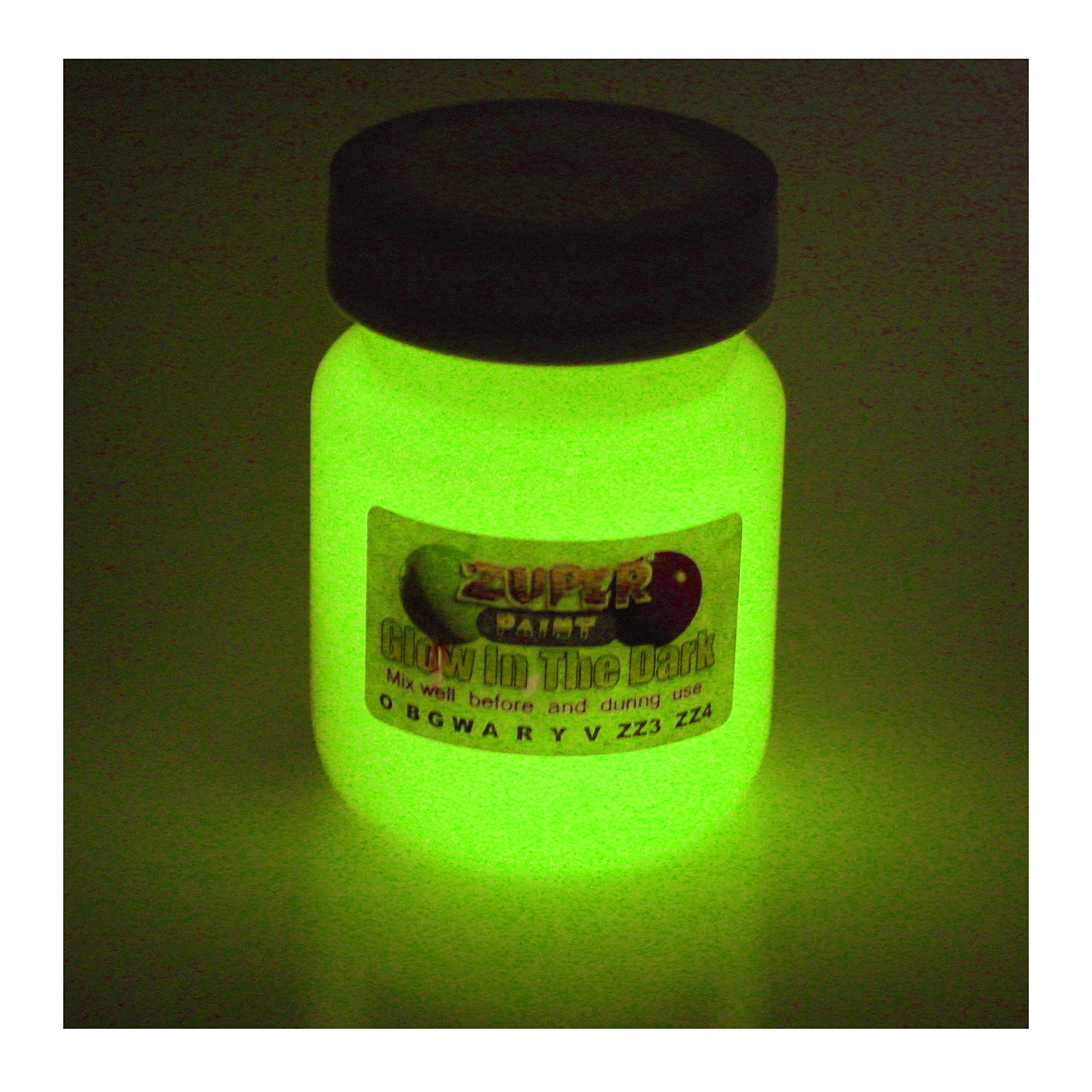 ZUPERPAINT Glow in the Dark Acrylic Paint 30ml Choice of Colour Yellow 30ml (1fl oz),ZZZGitd30ml