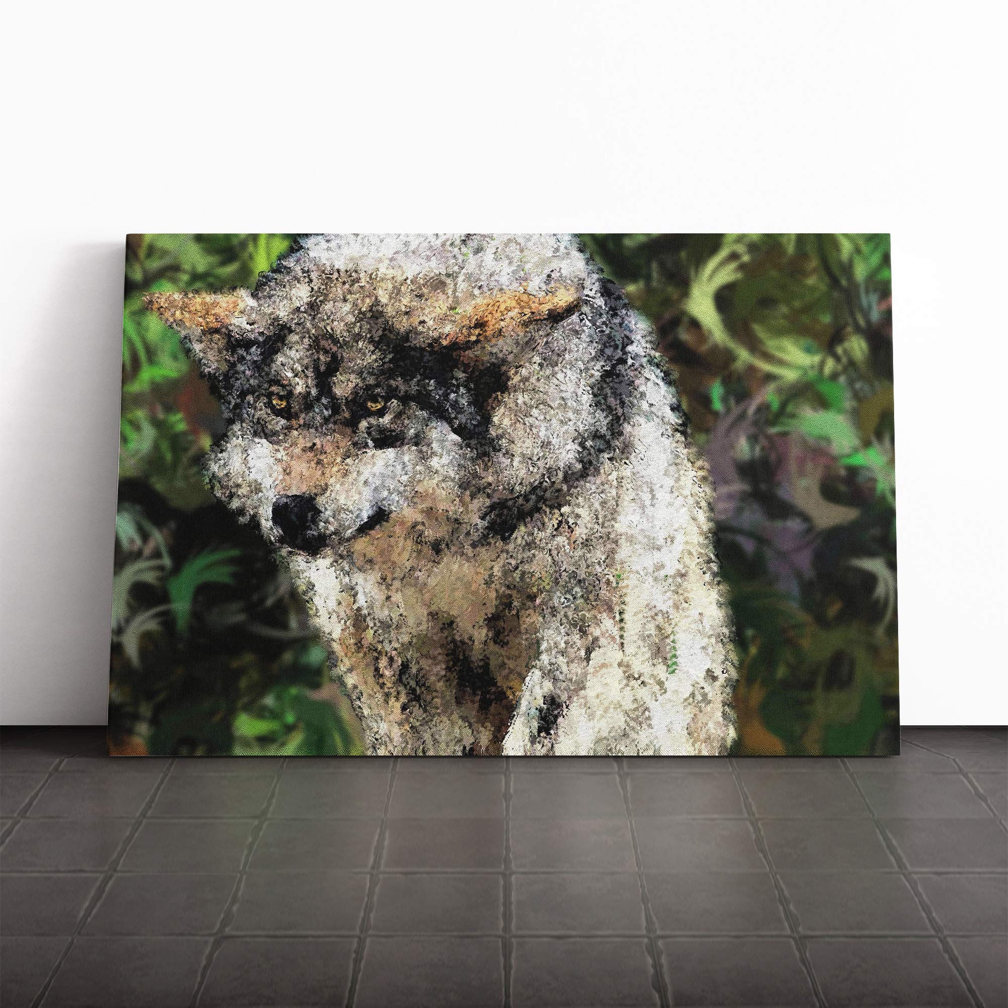 Wall Abstract Wolf Art (4) Canvas Print | Gallery Wrapped 30mm Frame Wall Art | 30x20 inches | Ready to Hang | Abstract Animals Picture | Living Room Bedroom Lounge Office