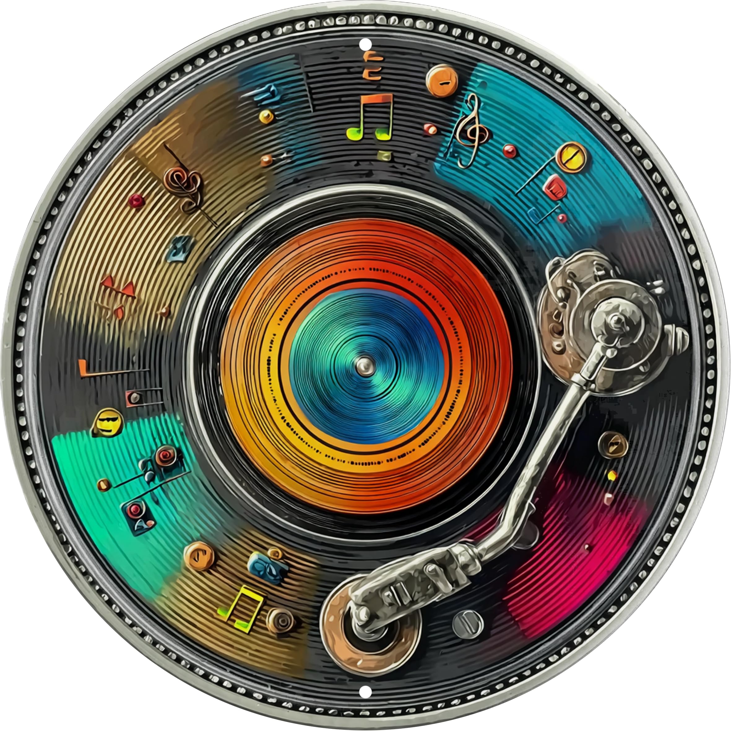 FWBOYSV Vintage Round Tin Sign Retro Metal Vinyl Records Signs For Home Decor Stylish Wall Art Plaques Gift For Home Bathroom Kitchen And Gothic Wall