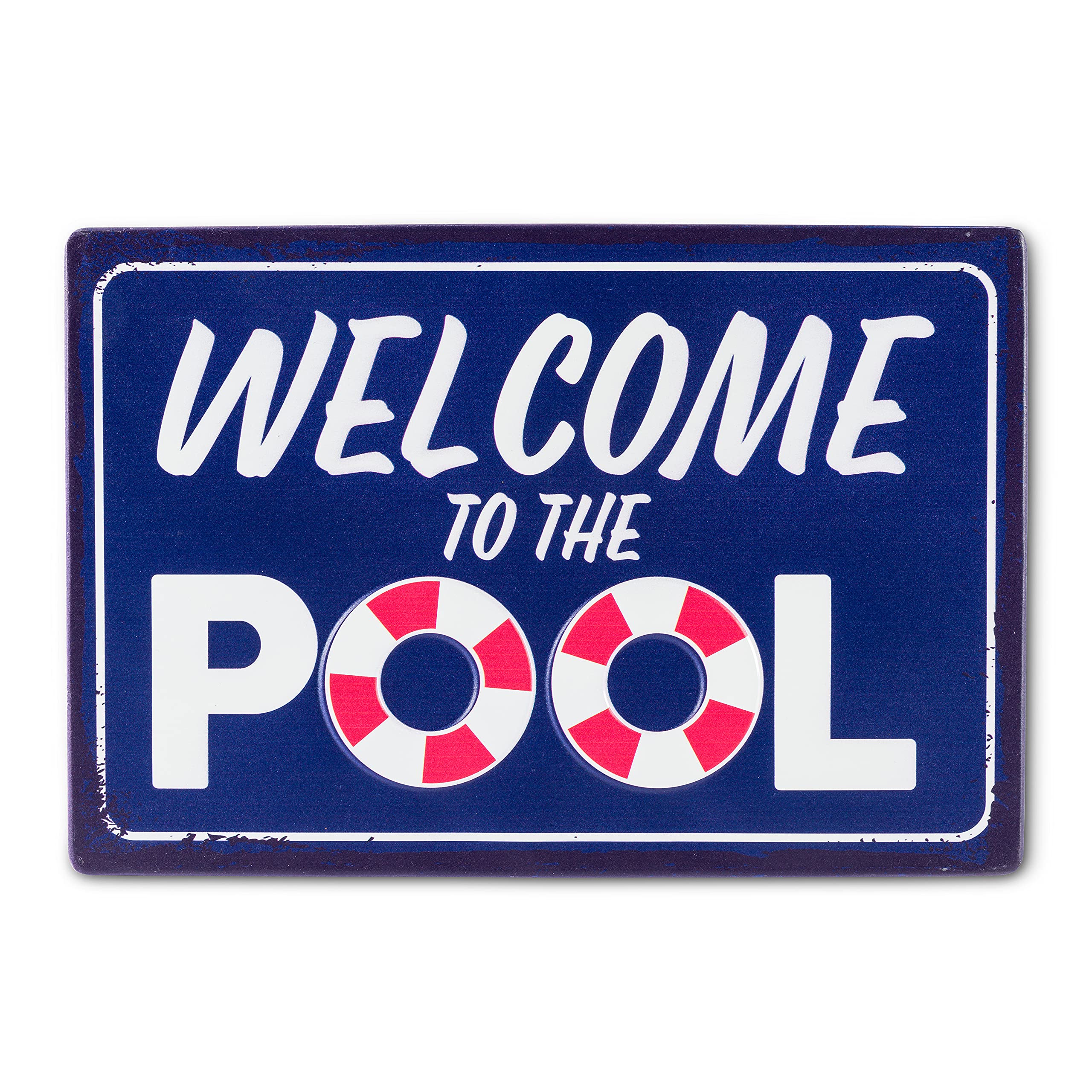 Abbott Collection 27-POOL-962 - Señal de bienvenida a la piscina, color azul