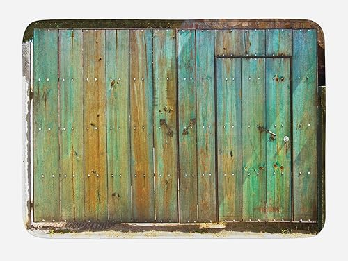 Ambesonne Tapete de baño vintage, puerta de madera antigua rústica con fecha de entrada de la casa Toscana, fotografía de textura antigua, tapete de