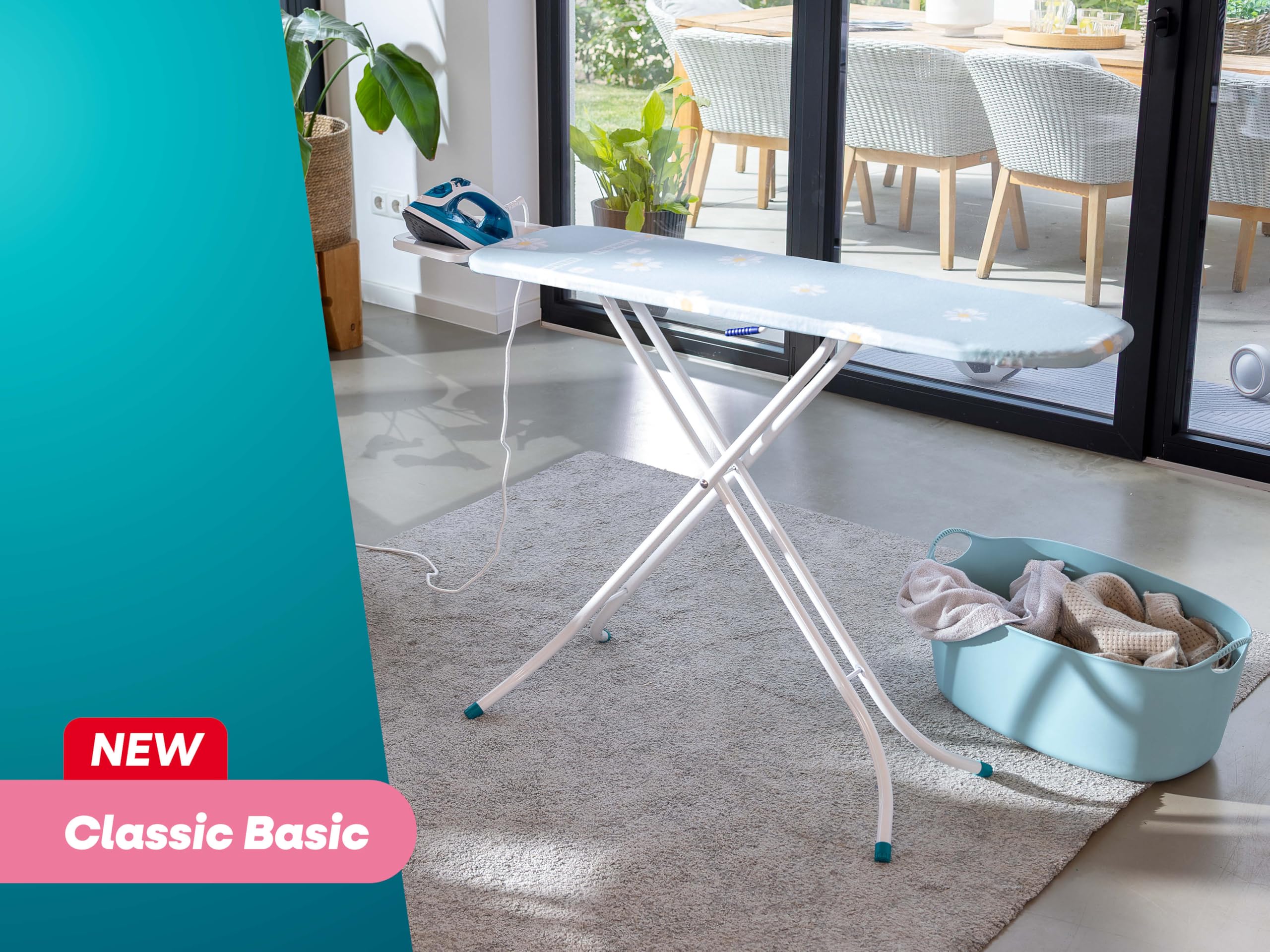 Leifheit Bügeltisch Classic S Basic, Bügelbrett mit 110x30 cm Streckmetall-Bügelfläche, höhenverstellbar bis 88 cm, stabiles Untergestell, Feste Metallablage für das Bügeleisen