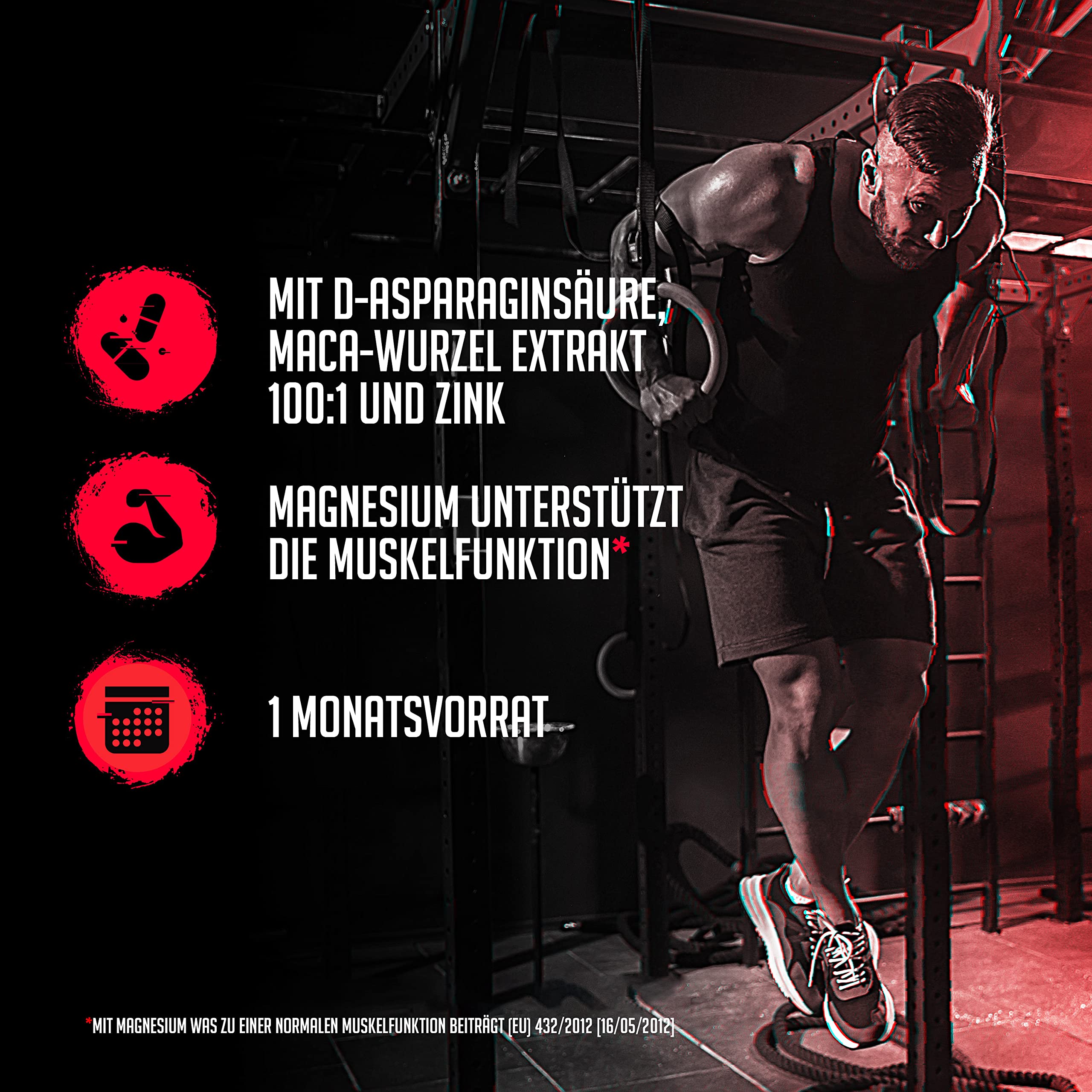 Testo Demon für Männer - Hochdosiert mit Zink + Aminosäuren + Maca + D-Asparaginsäure (120 Kapseln)