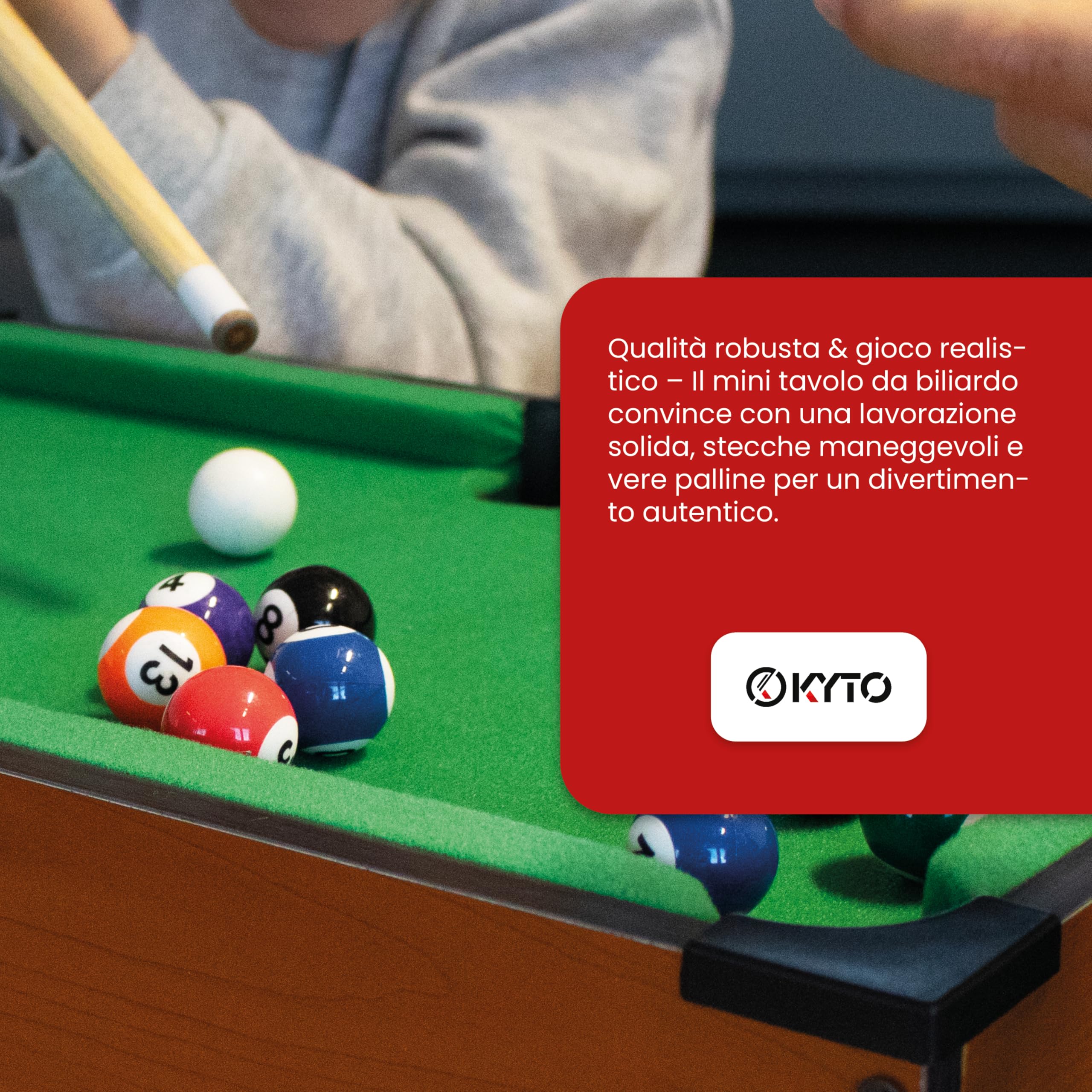 Kyto Mini biliardo da tavolo per bambini e adulti – Tavolo compatto per piscina per casa o in viaggio – Mini tavolo da biliardo per ufficio