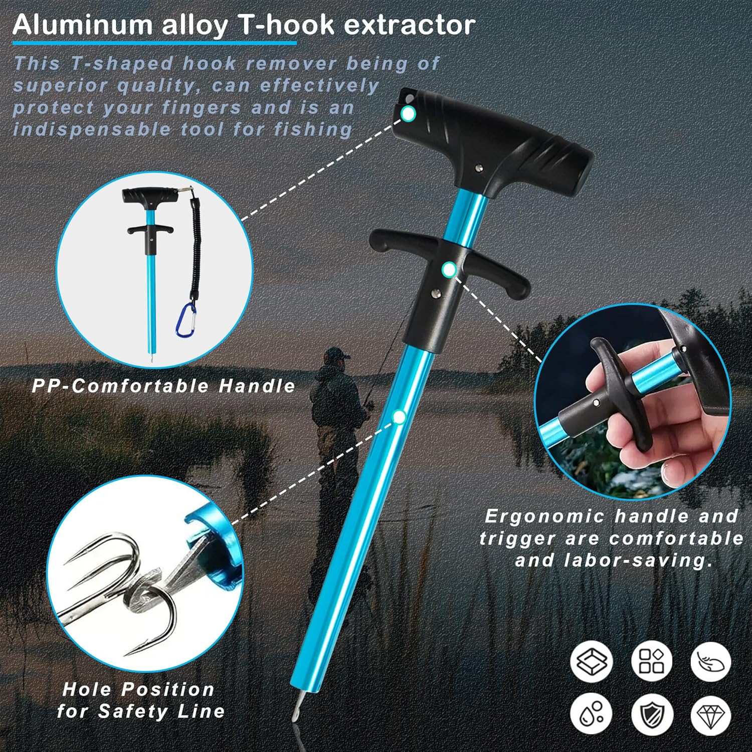 Selake 7 PCS Complete Fishing Tools Set, Fish Lip Gripper with Scale, Fishing Pliers, Hook Remover, Line Cutter & Scissors, Corrosion Resistant for Saltwater Freshwater Kayak Ice Fishing