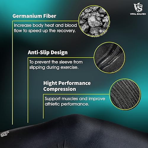 Miniatura 3 de Vital Salveo - Deportes de compresión de recuperación de germanio longitud completa de la pierna hasta el muslo pantorrilla manga larga hasta la