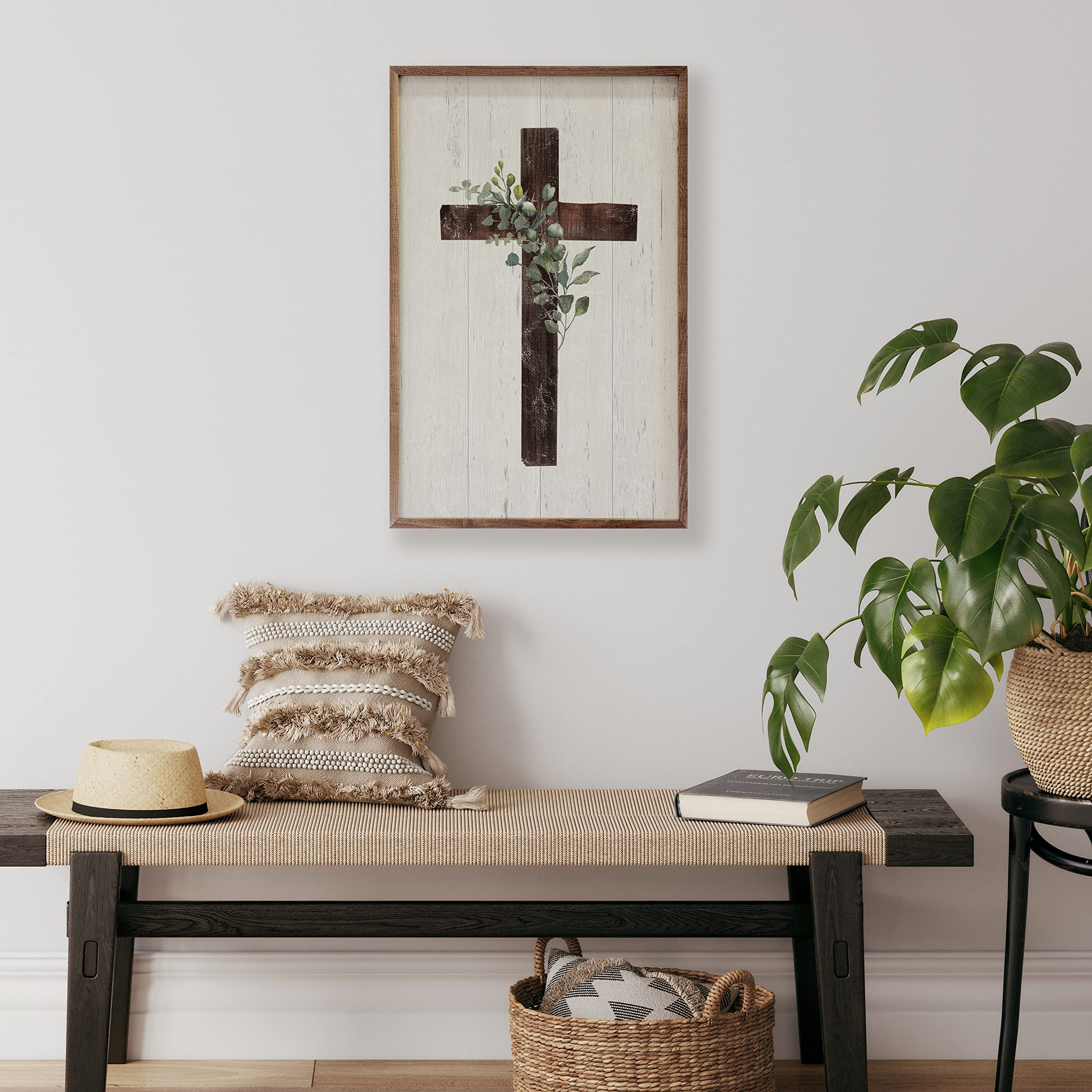 Amazon.com: Kendrick Home Cross with Greenery Faith Wall Home