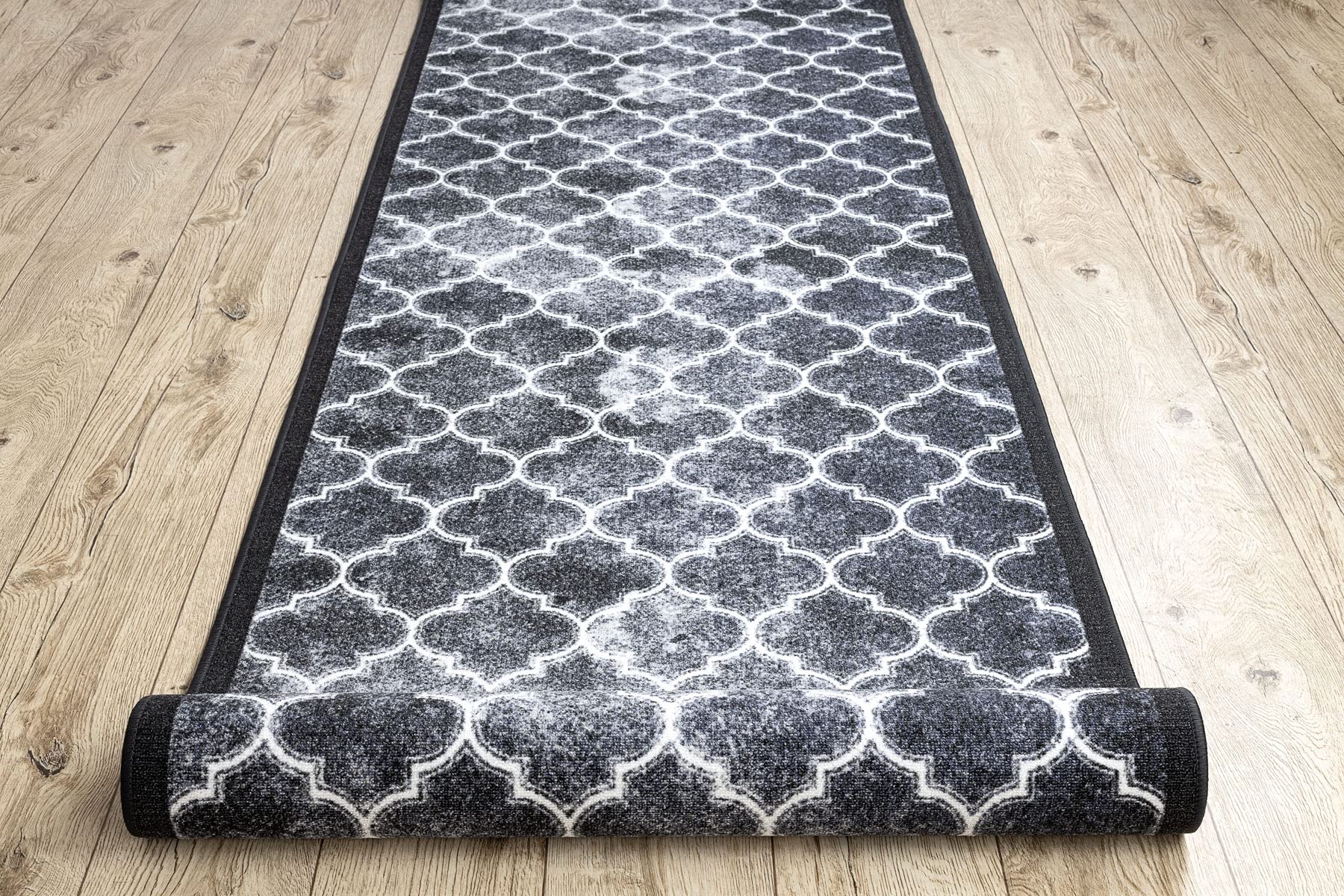 rugsx Nowoczesny chodnik antypoślizgowy do przedpokoju, kuchni, hali, szary 100 x 820 cm