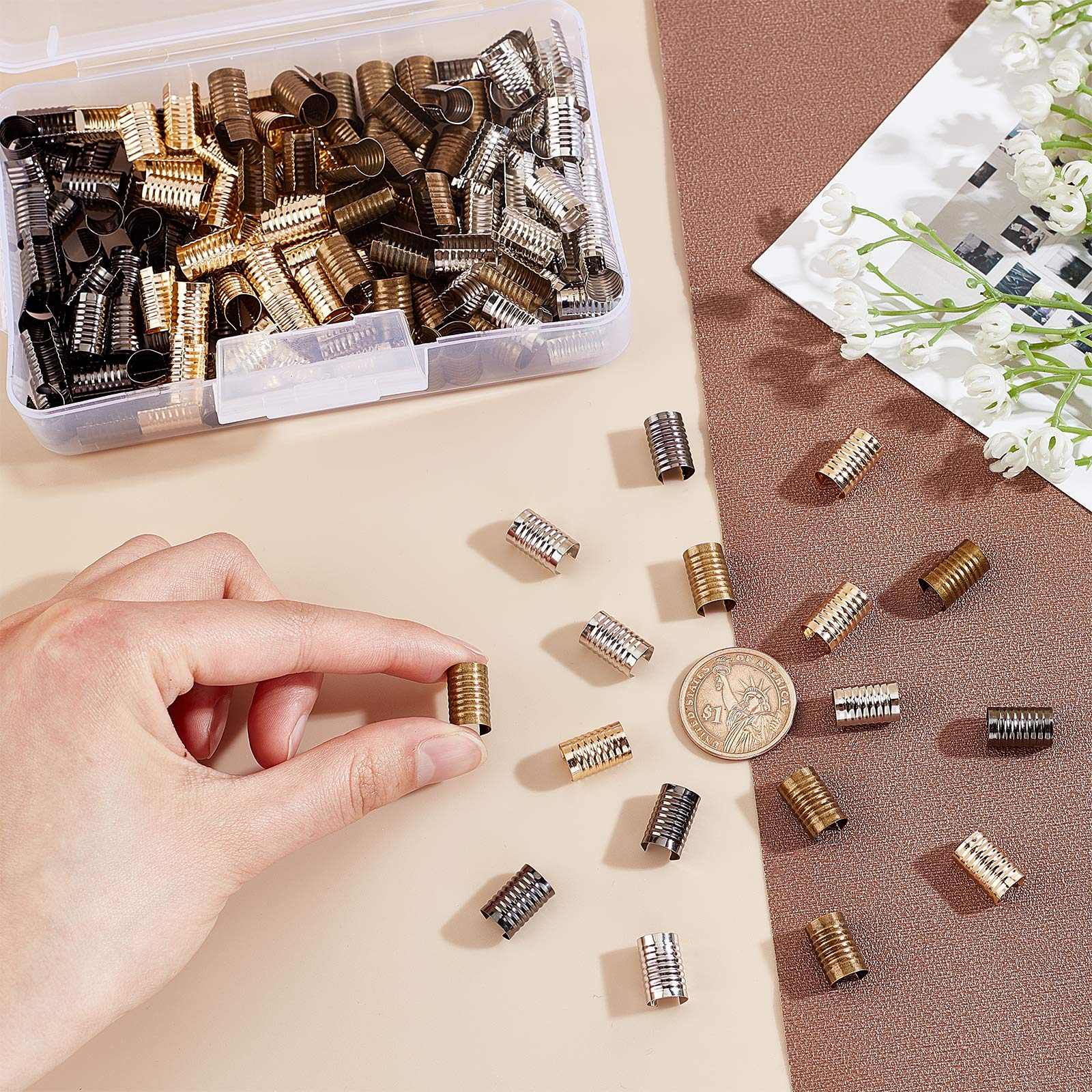 WADORN Lederseil-Clips 180-teilig - 6 Stile Für Schmuck & DIY