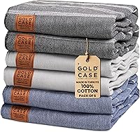 Vista 32 de Gold CASE Juego de 6 Toallas de Playa Turcas – Toallas de Baño Grandes 100% Algodón 70 x 38'' – LYCIA de Tamaño Extra Grande, Secado Rápido y Sin
