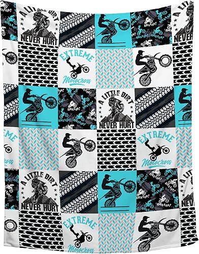 ZHONGKUI Manta de motocross, regalo para motociclistas, manta de franela de deportes extremos para niños y adolescentes, manta mullida de