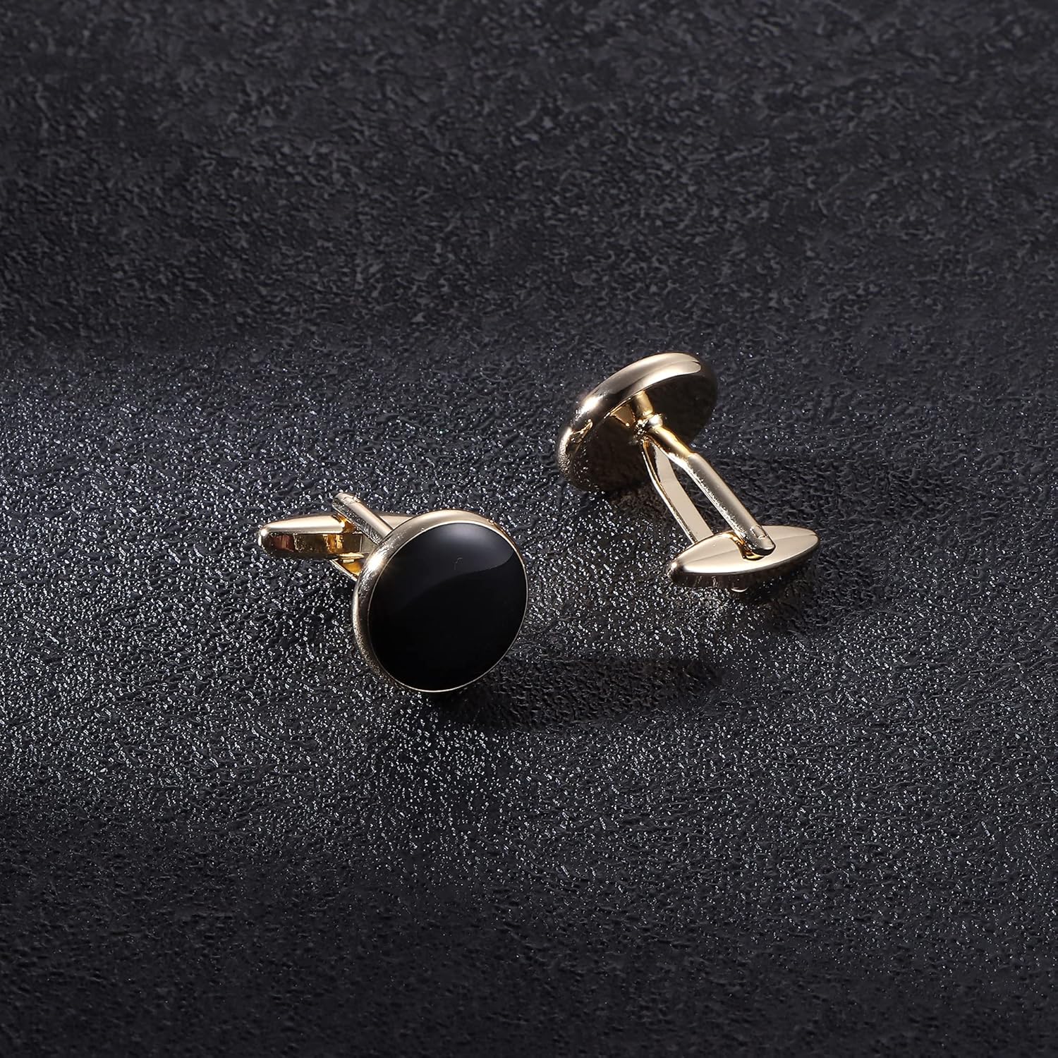 ORAZIO Cuff Links Mens Stainless Steel Cuff Links and Studs Set Gold Black Cufflinks for Men Tuxedo Studs Buttons for Formal Kit Business or Wedding Shirts - Image 6