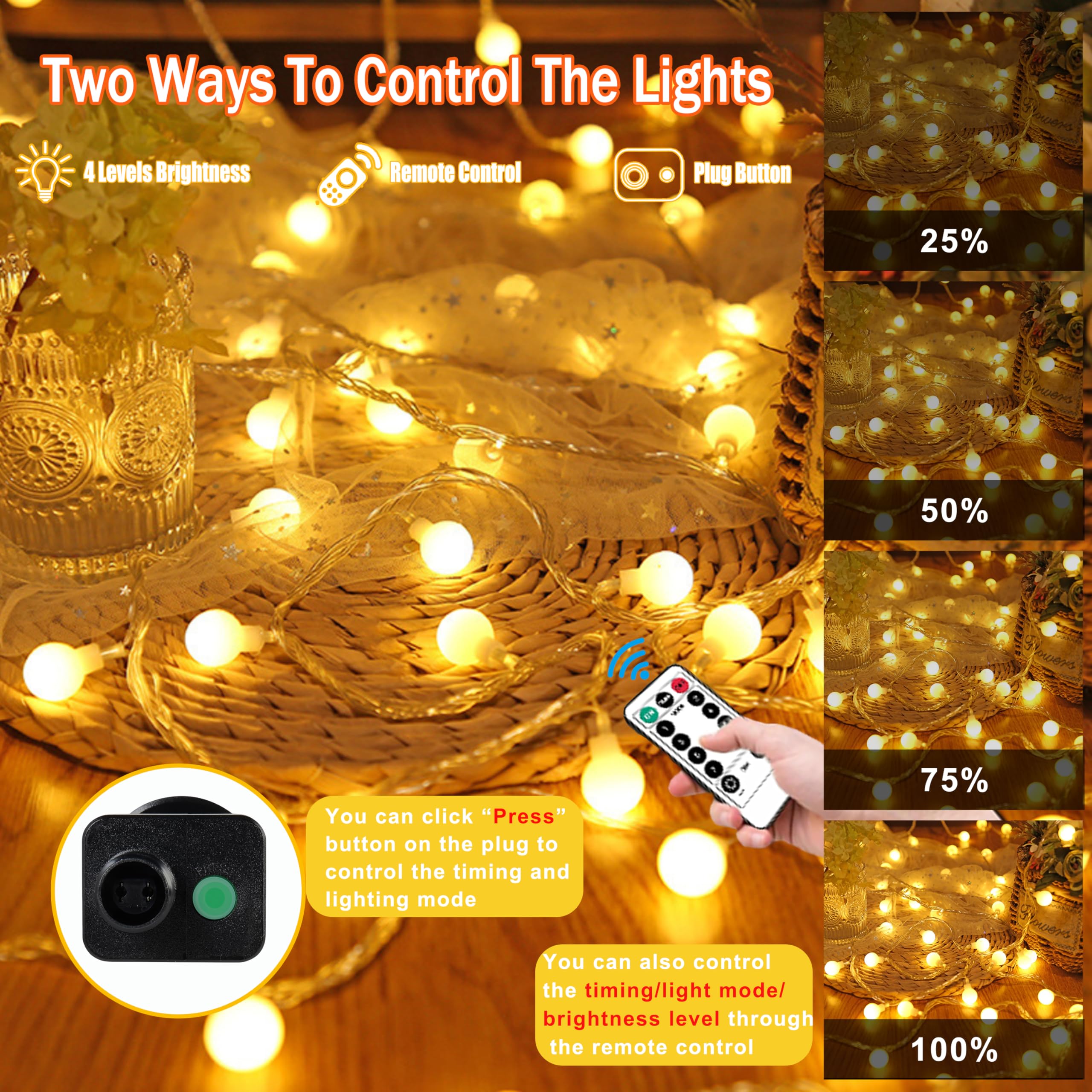 Catena Luminosa LED 20M 150LED - 8 Modalità, IP45, Per Esterni, Natale E Feste - Foto 9