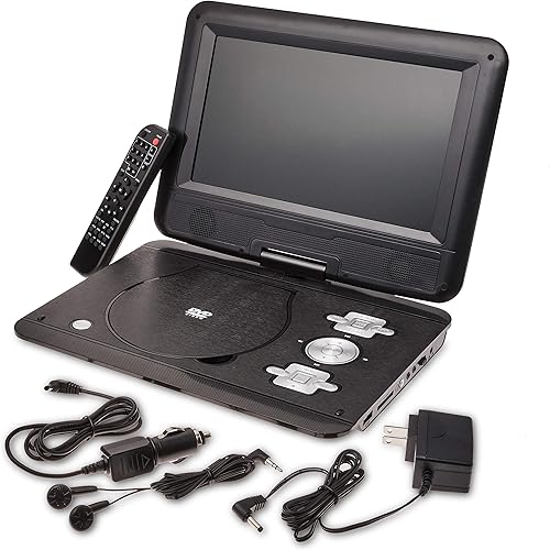 Miniatura 5 de ONN Reproductor portátil de DVD y multimedia de 10 pulgadas con USB, auxiliar de 0.138 in y batería de 5 horas, pantalla giratoria de 180 grados