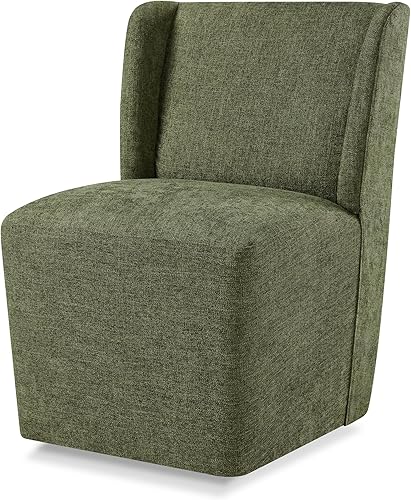 Juego de 1 sillas de comedor tapizadas con ruedas, silla de escritorio sin brazos laterales moderna con ruedas para comedor, dormitorio, sala de