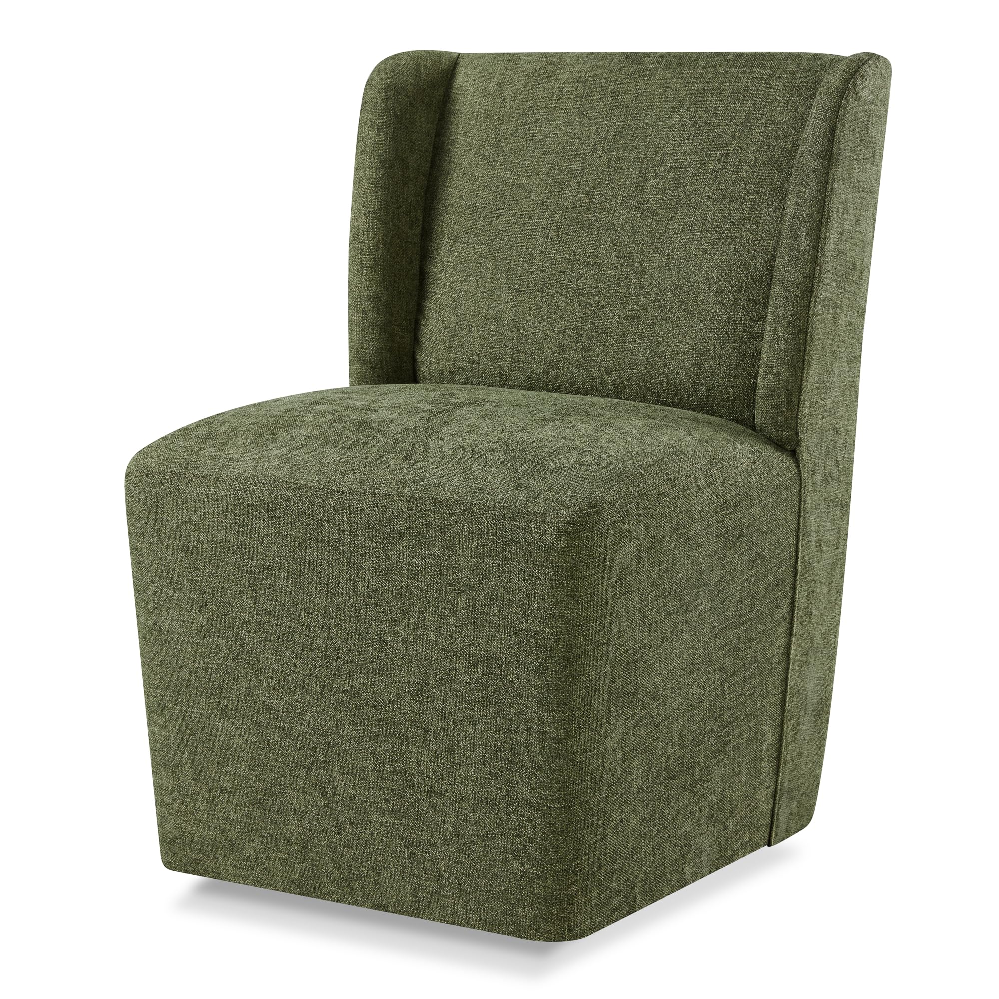 Depan view of the KISLOT Upholstered Dining Chair in green fabric